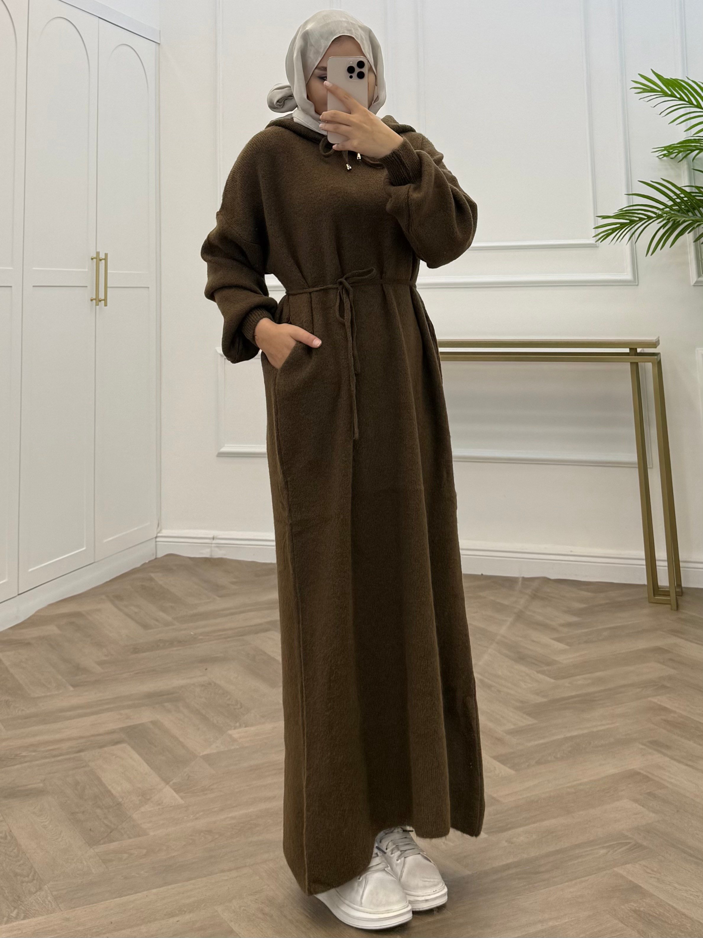 ELENİ YUMOŞ ELBİSE KAHVE