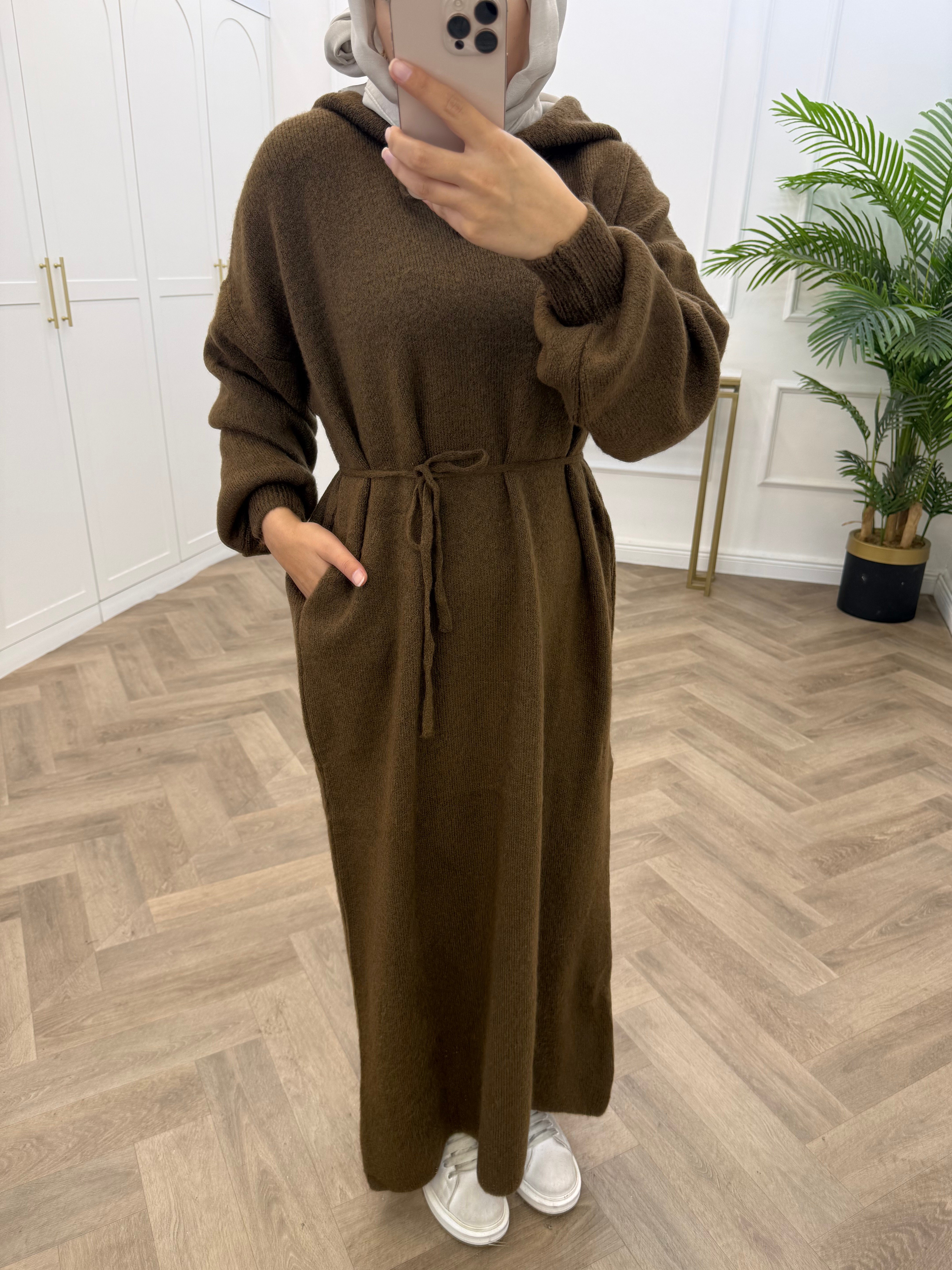 ELENİ YUMOŞ ELBİSE KAHVE