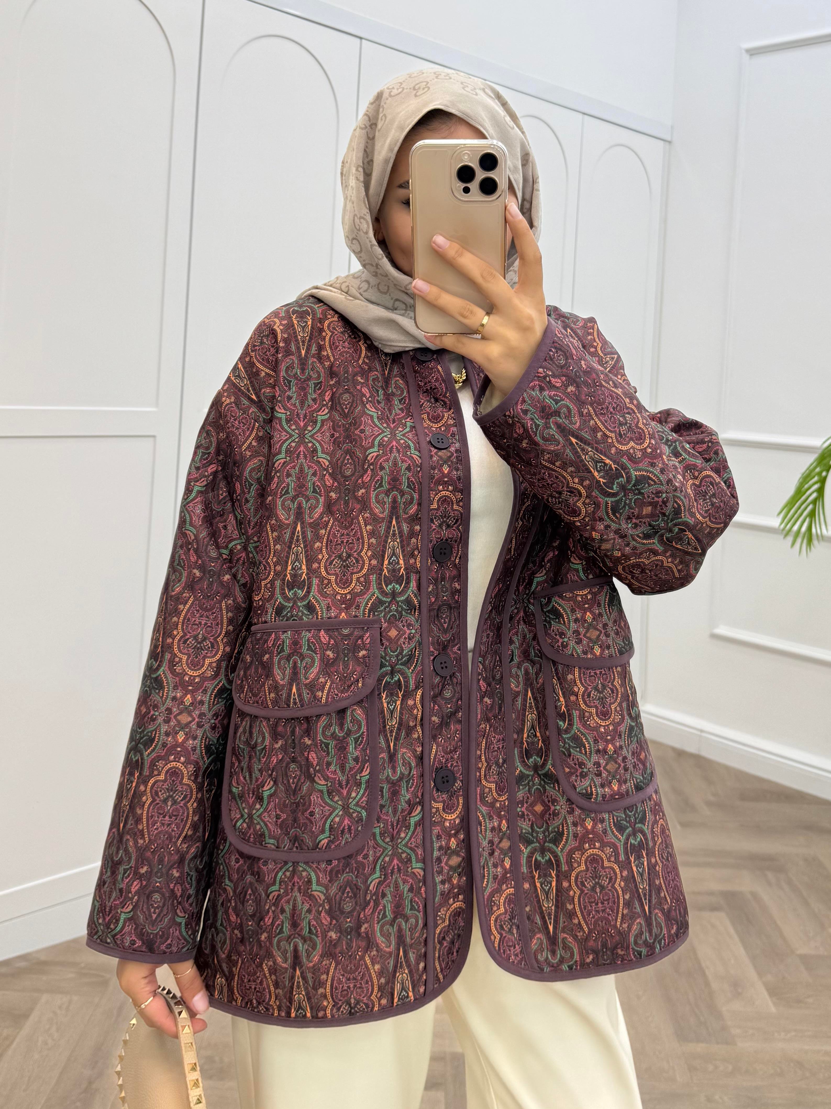 ETNİK DESEN CEKET BORDO