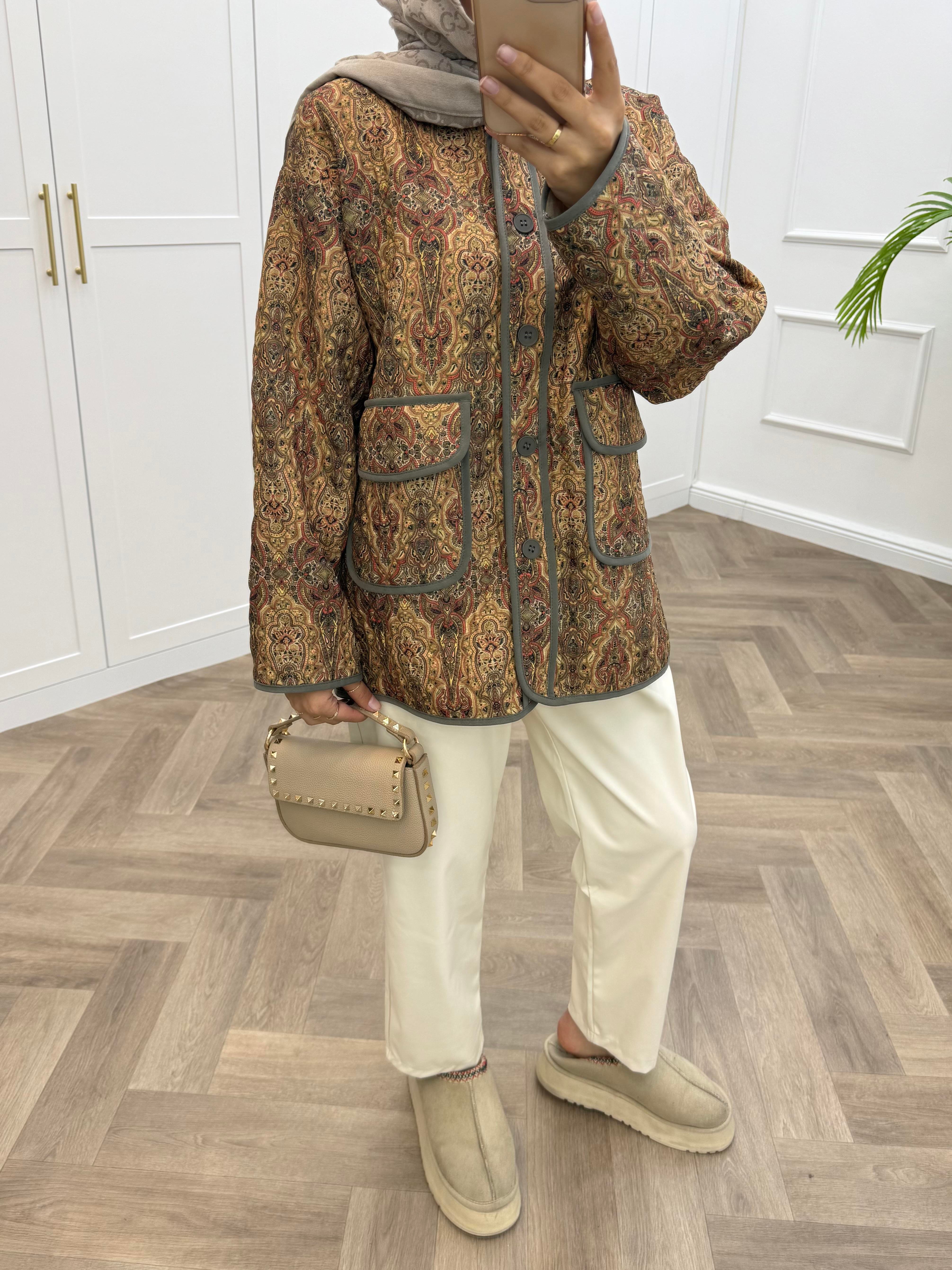 ETNİK DESEN CEKET SARI