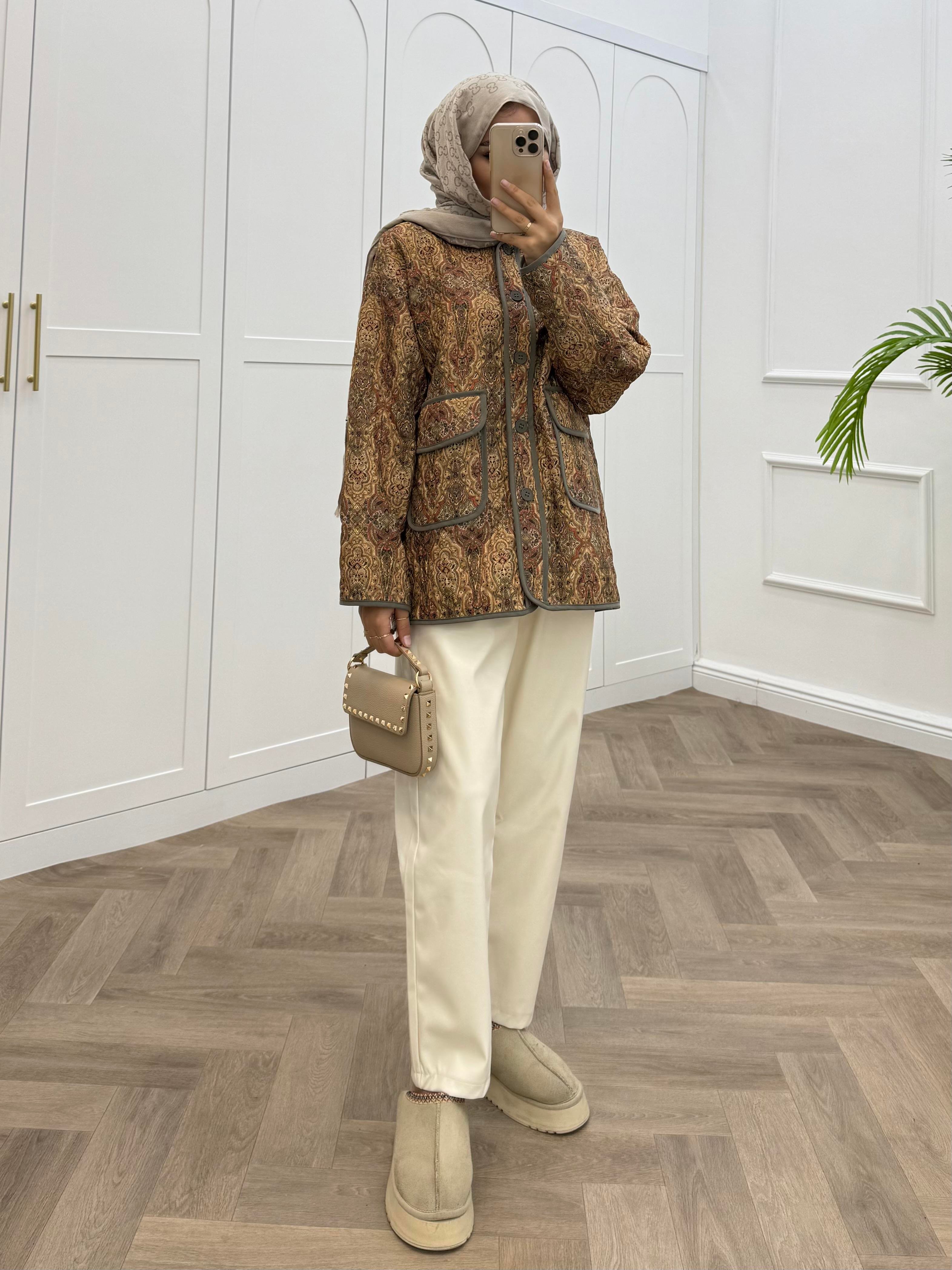 ETNİK DESEN CEKET SARI