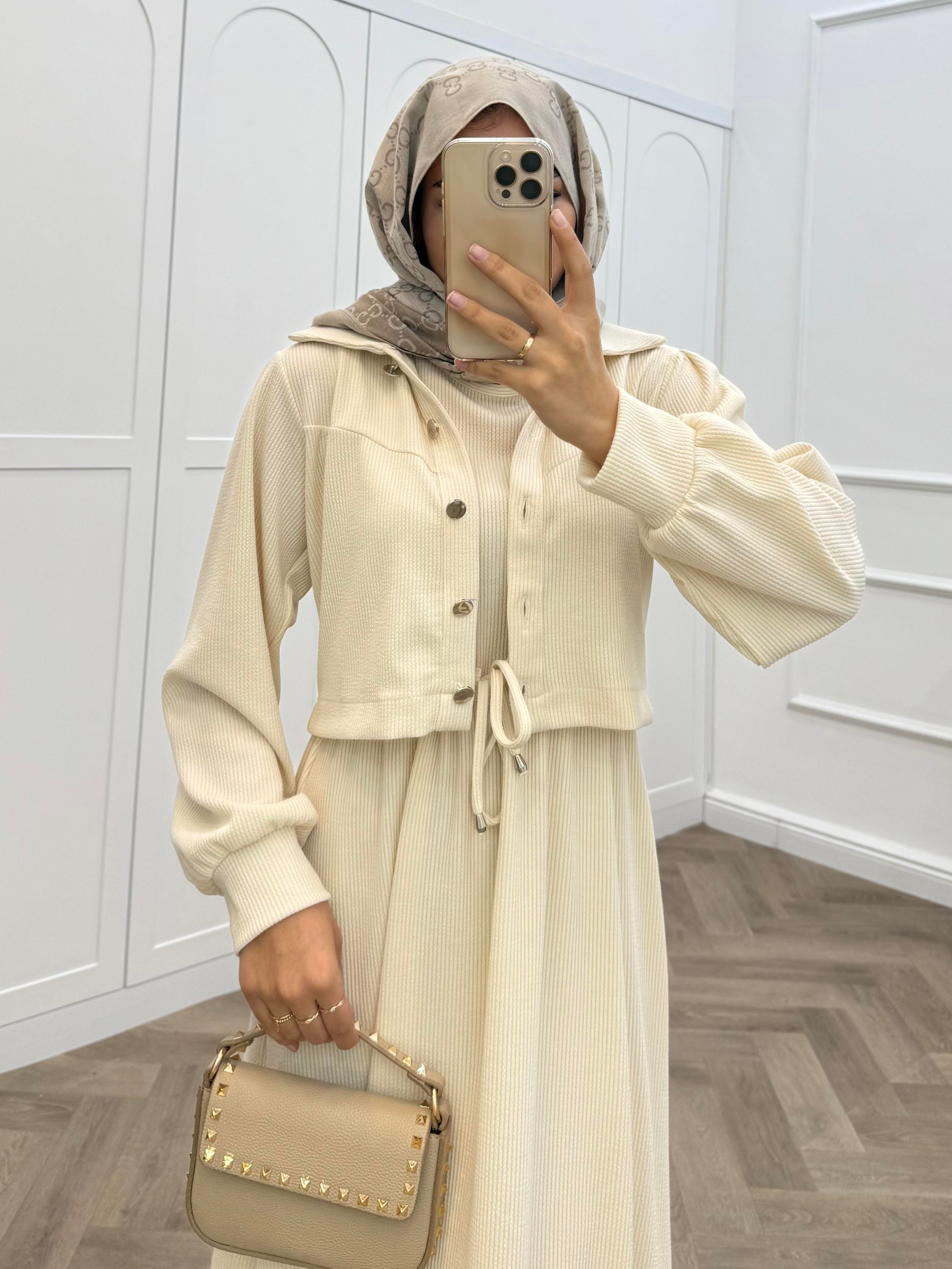 FİTİLLİ CEKETLİ TAKIM ELBİSE KREM