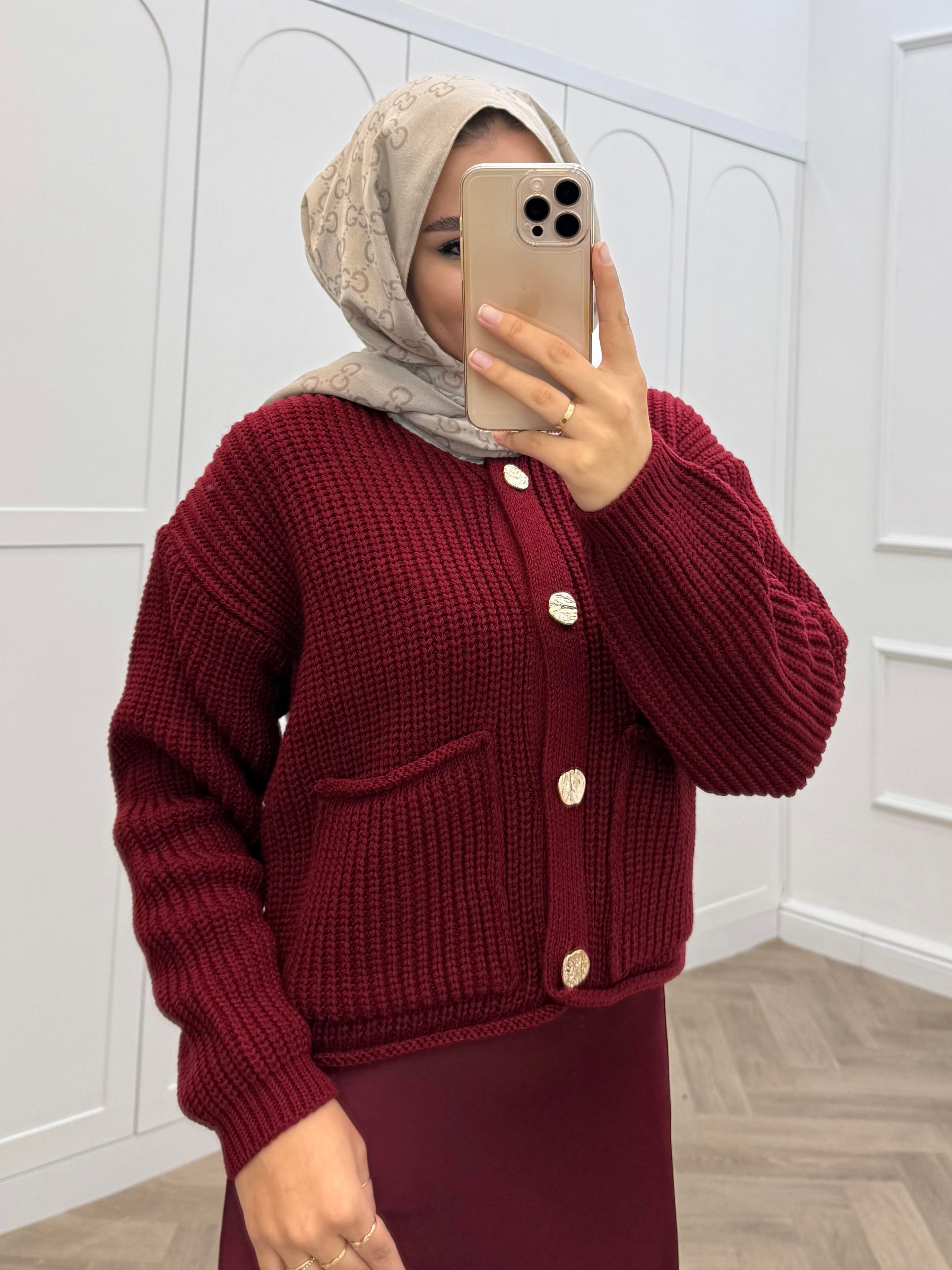 GOLD DÜĞMELİ HIRKA BORDO