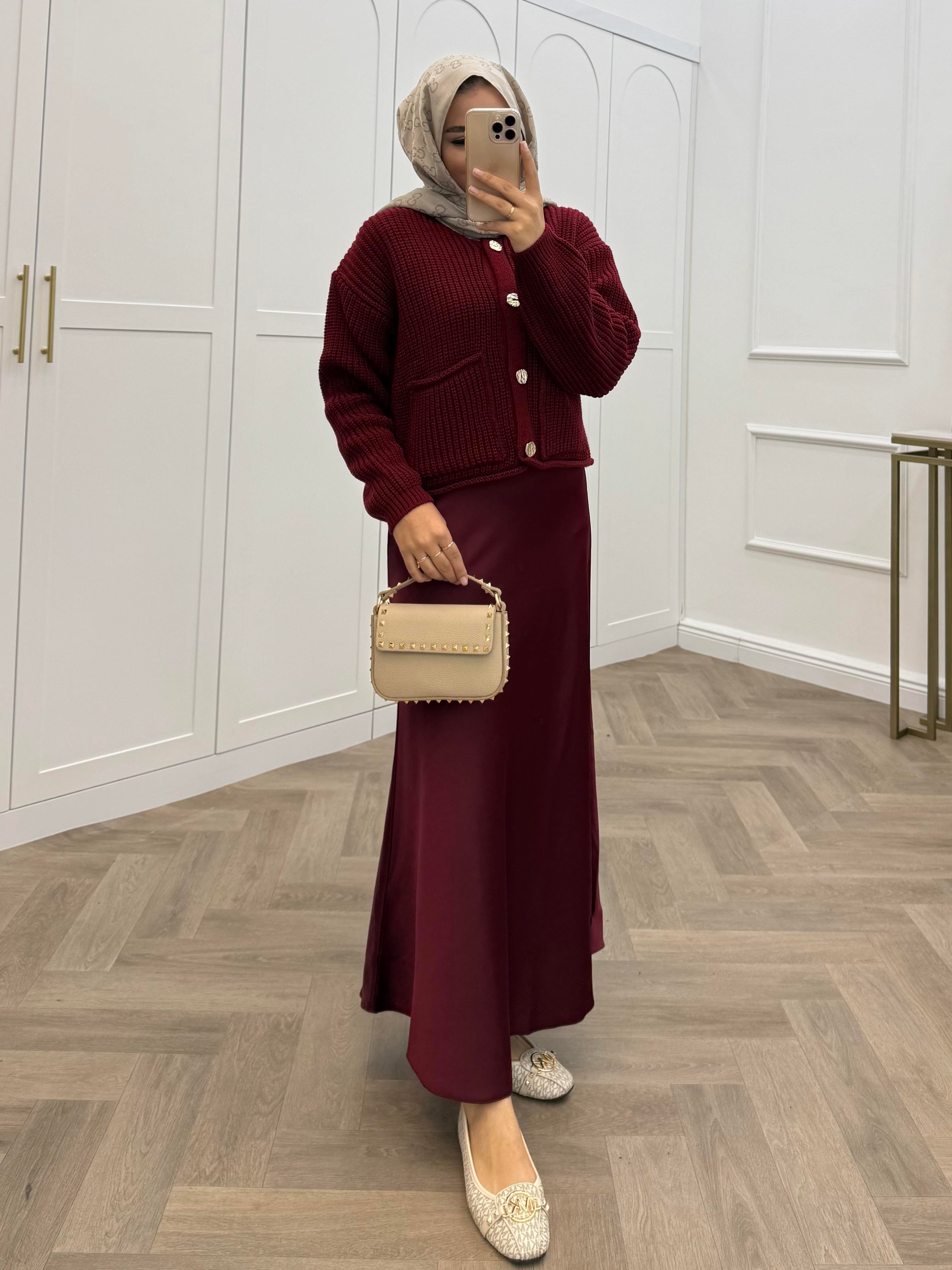 GOLD DÜĞMELİ HIRKA BORDO