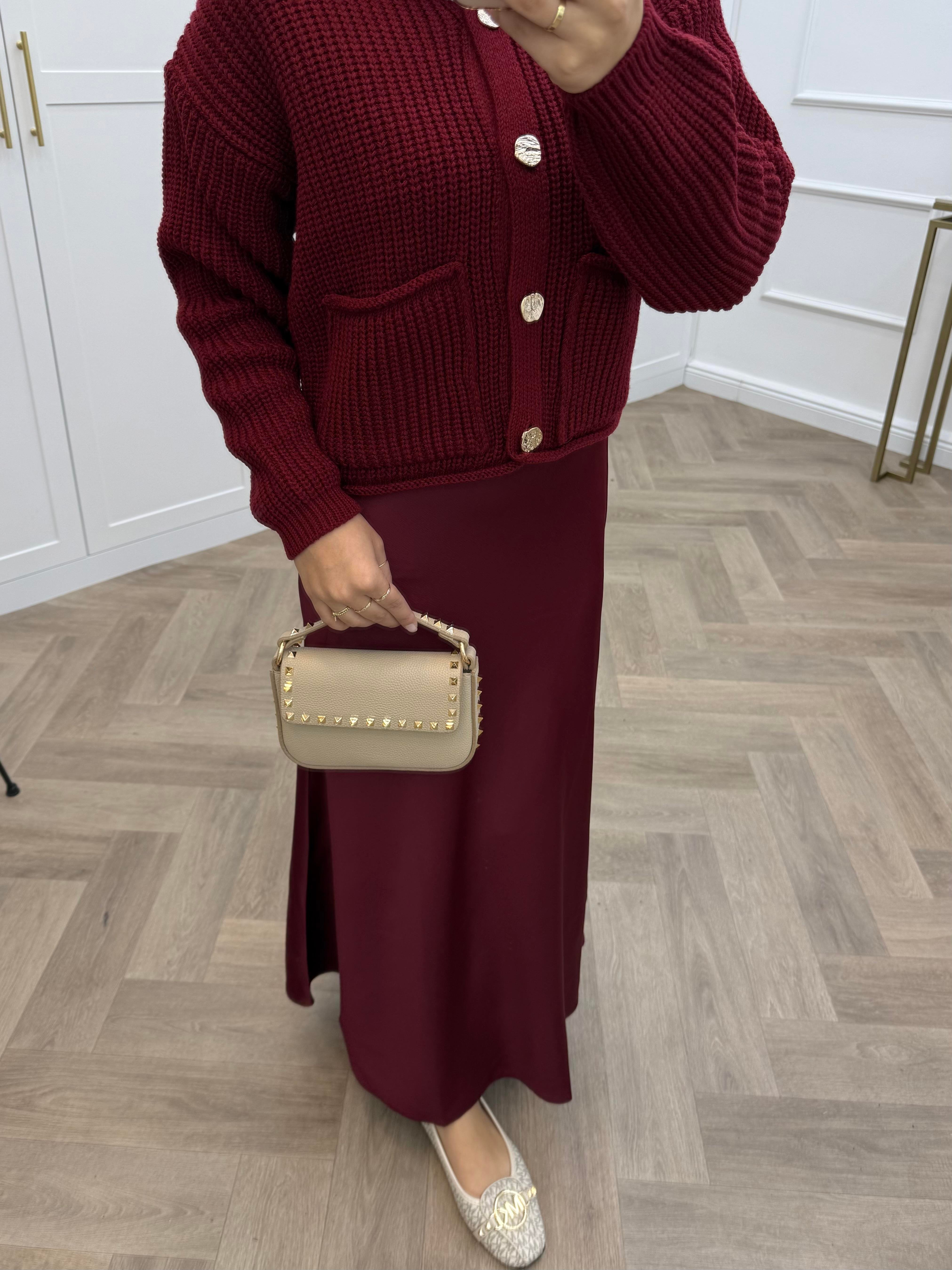 GOLD DÜĞMELİ HIRKA BORDO