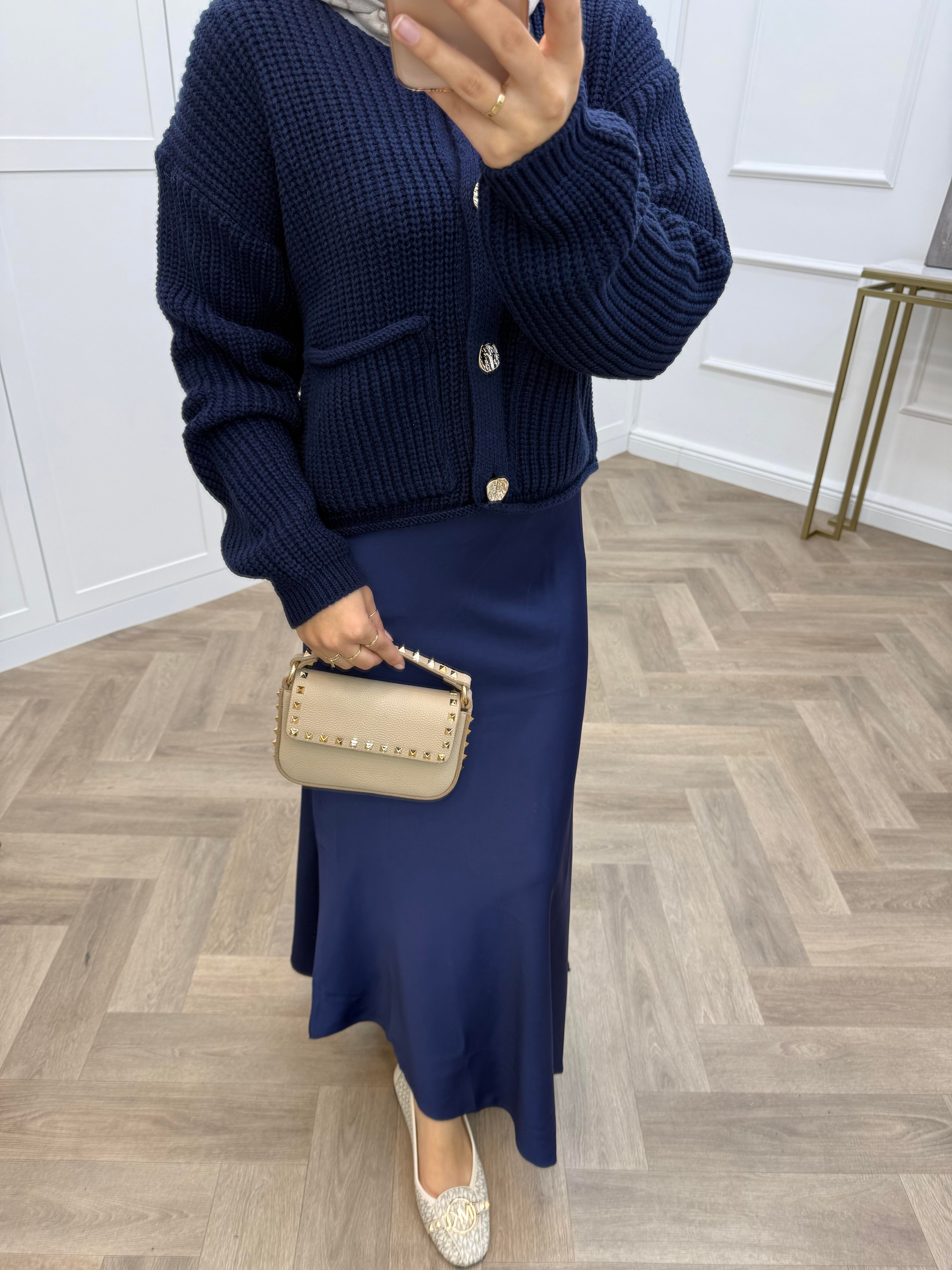 GOLD DÜĞMELİ HIRKA LACİVERT