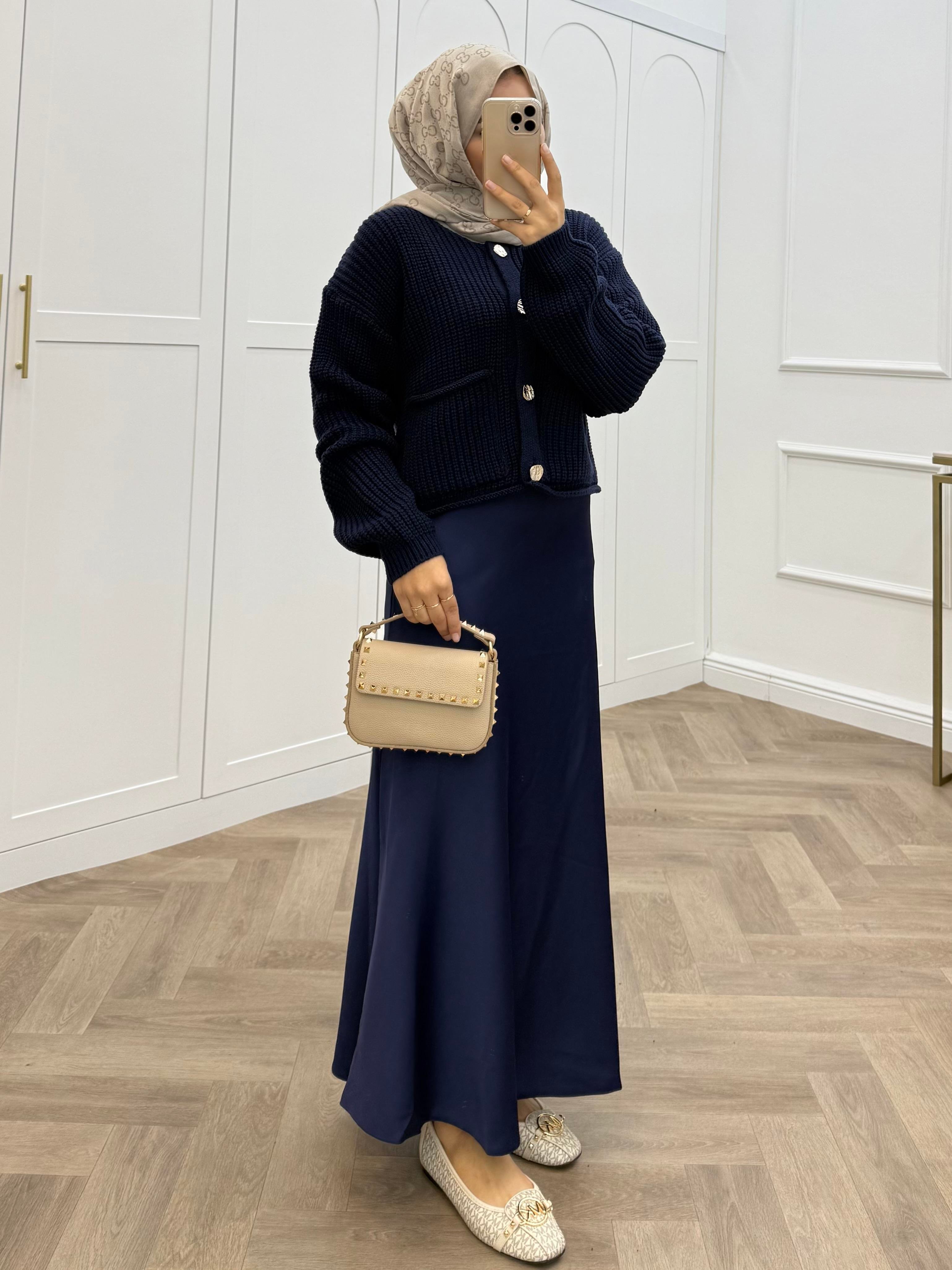 GOLD DÜĞMELİ HIRKA LACİVERT