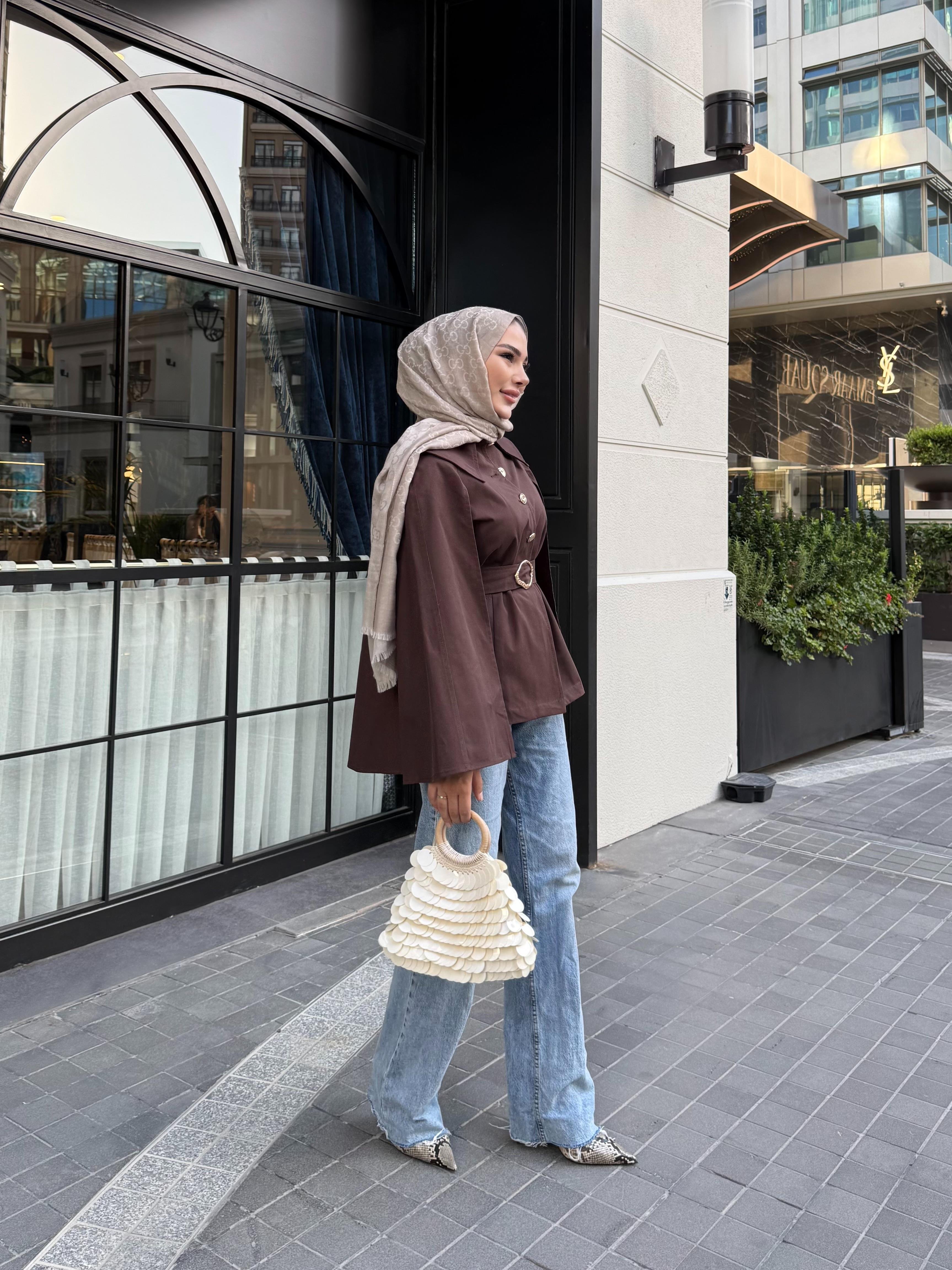 GOLD DÜĞMELİ KEMERLİ TRENÇKOT  KAHVE