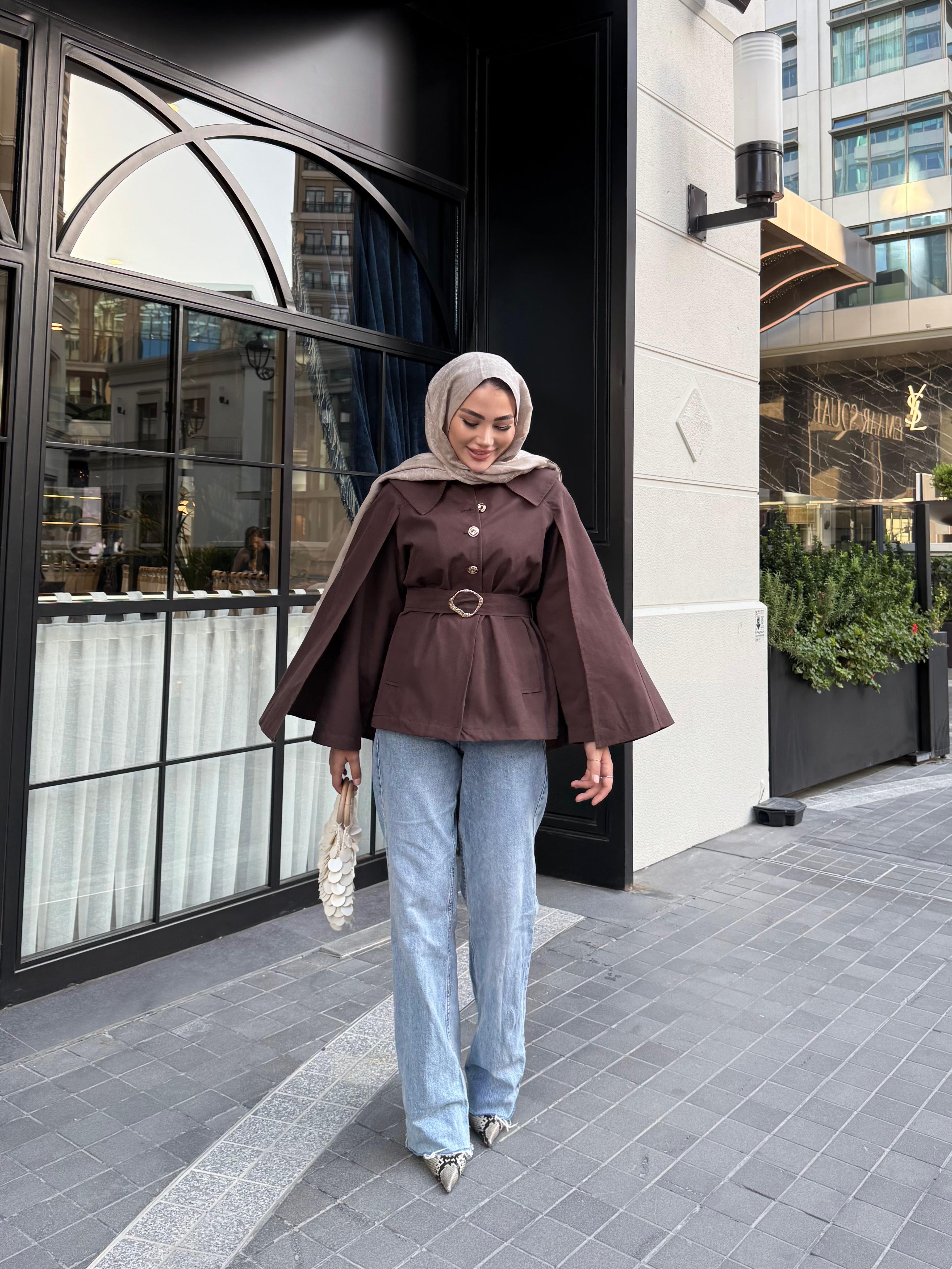 GOLD DÜĞMELİ KEMERLİ TRENÇKOT  KAHVE