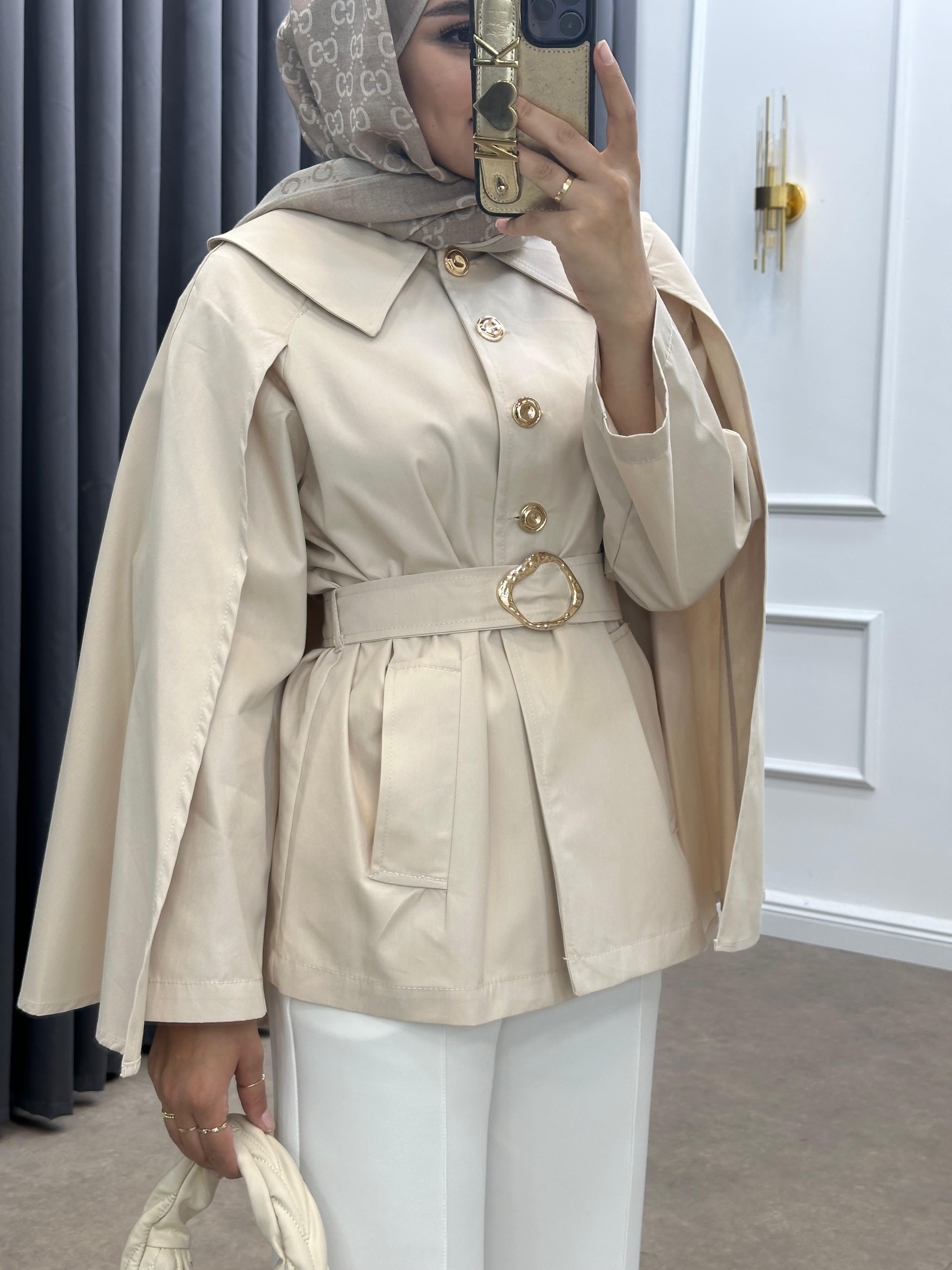 GOLD DÜĞMELİ KEMERLİ TRENÇKOT TAŞ