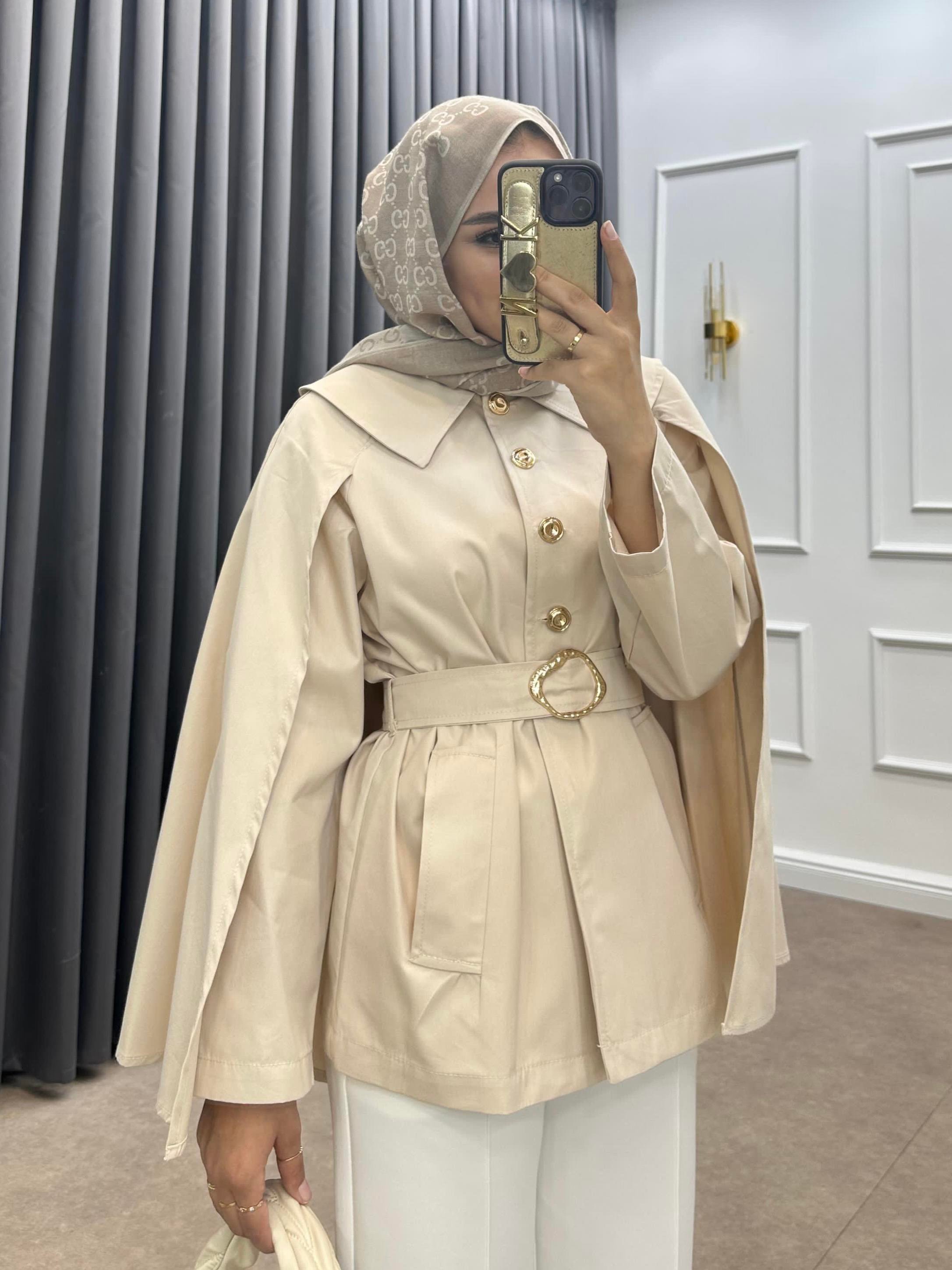 GOLD DÜĞMELİ KEMERLİ TRENÇKOT TAŞ