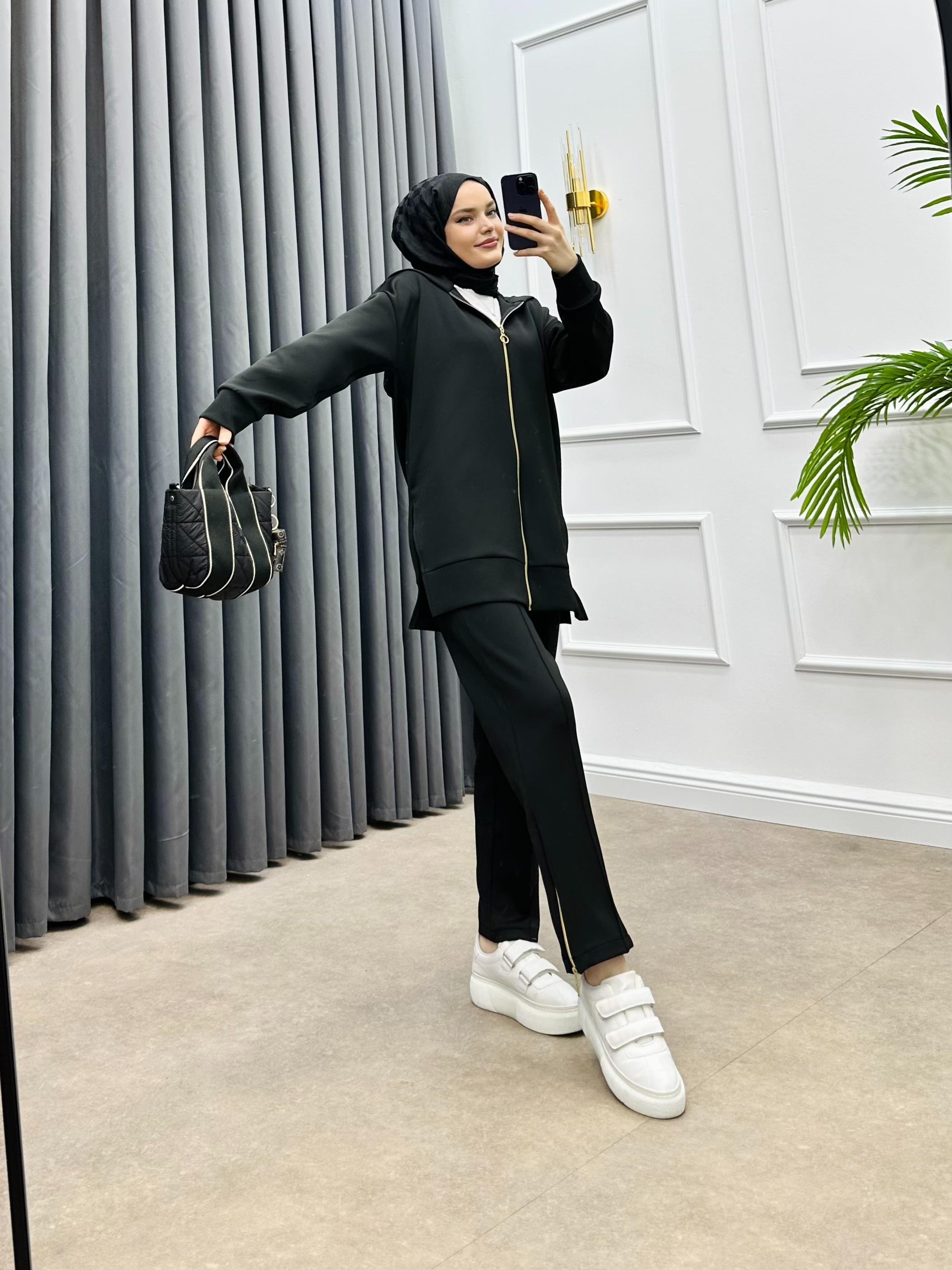 GOLD FERMUARLI İKİLİ TAKIM SİYAH