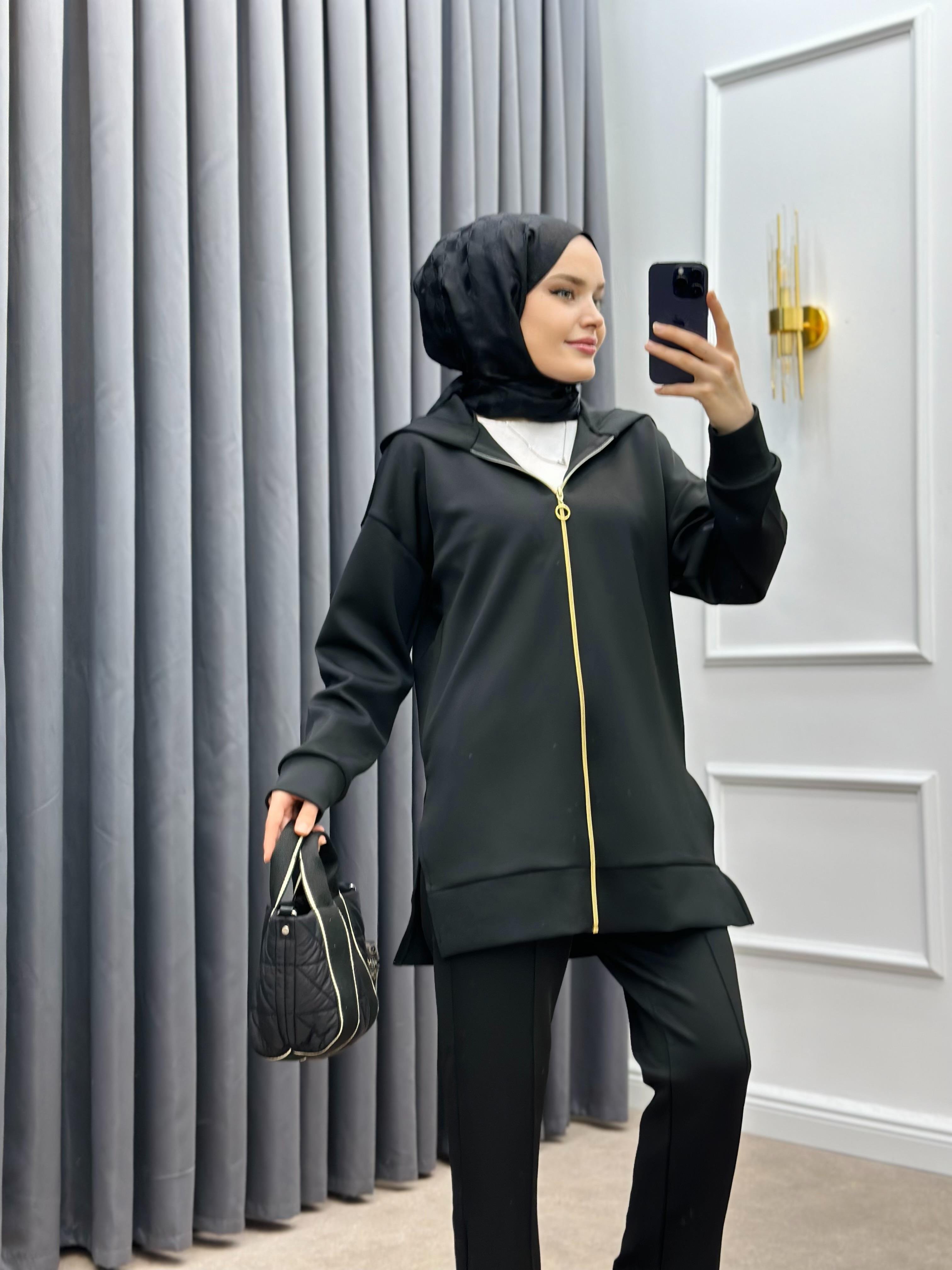 GOLD FERMUARLI İKİLİ TAKIM SİYAH