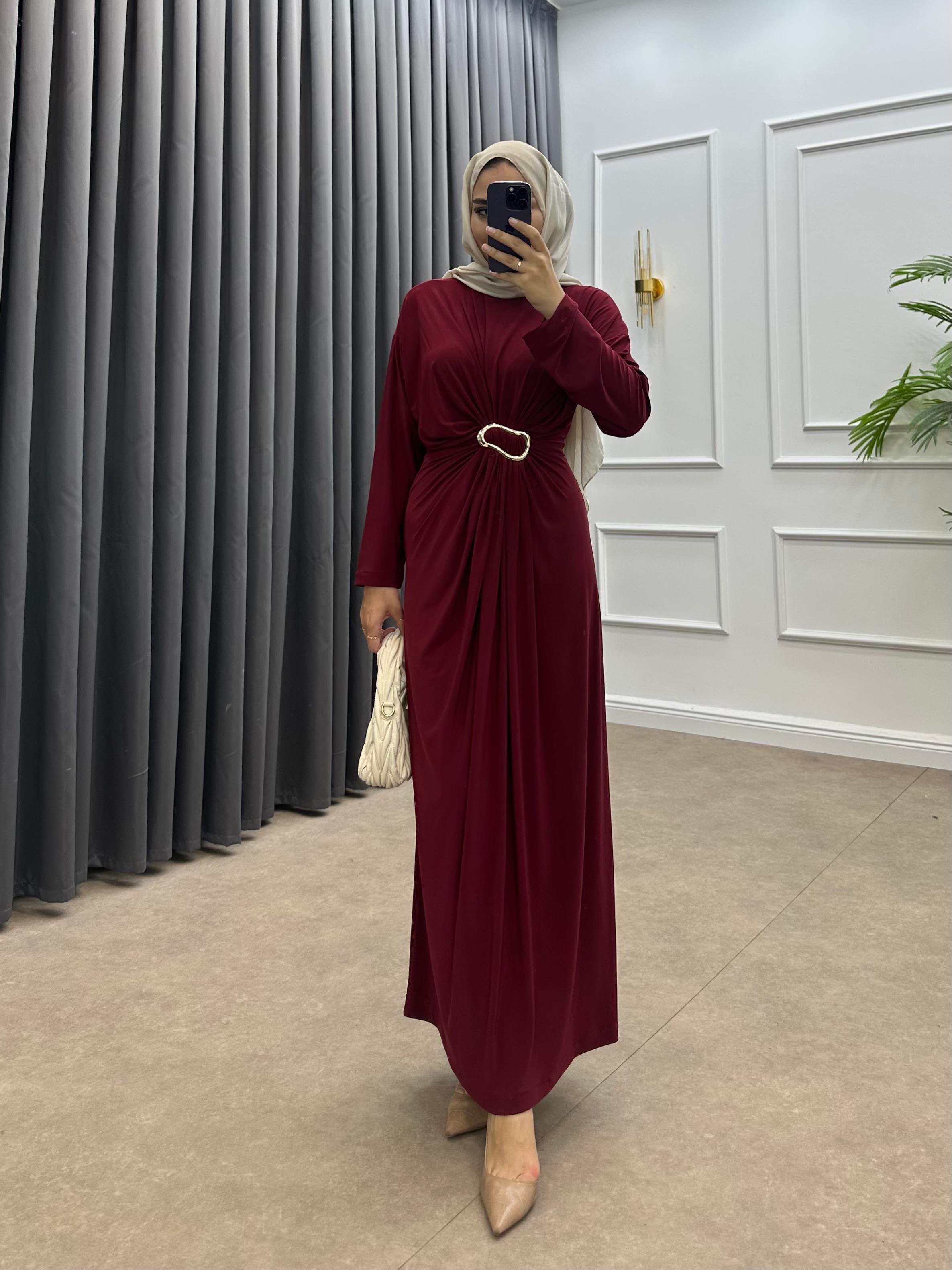 GOLD TOKALI PENYE ELBİSE BORDO