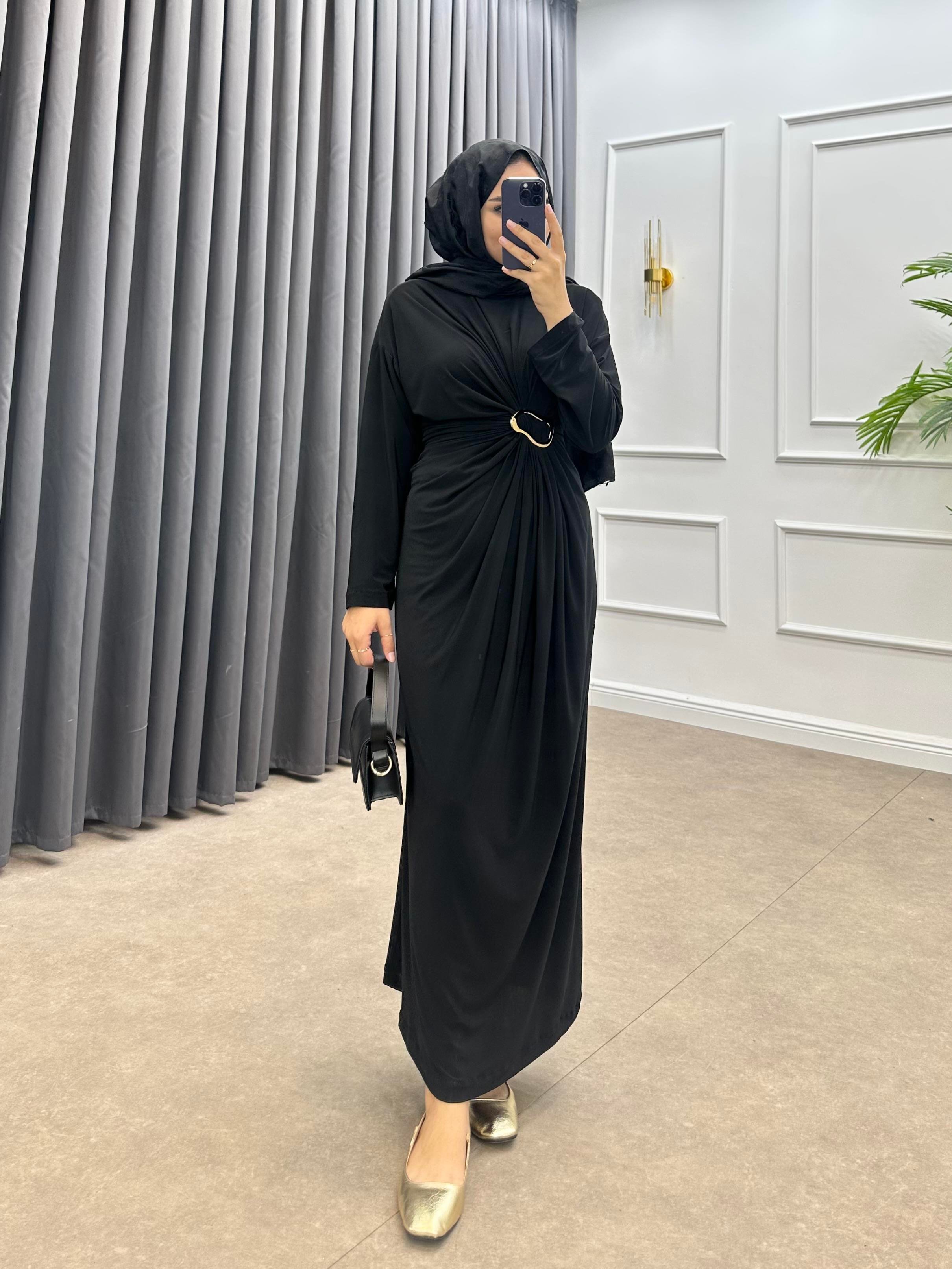 GOLD TOKALI PENYE ELBİSE SİYAH