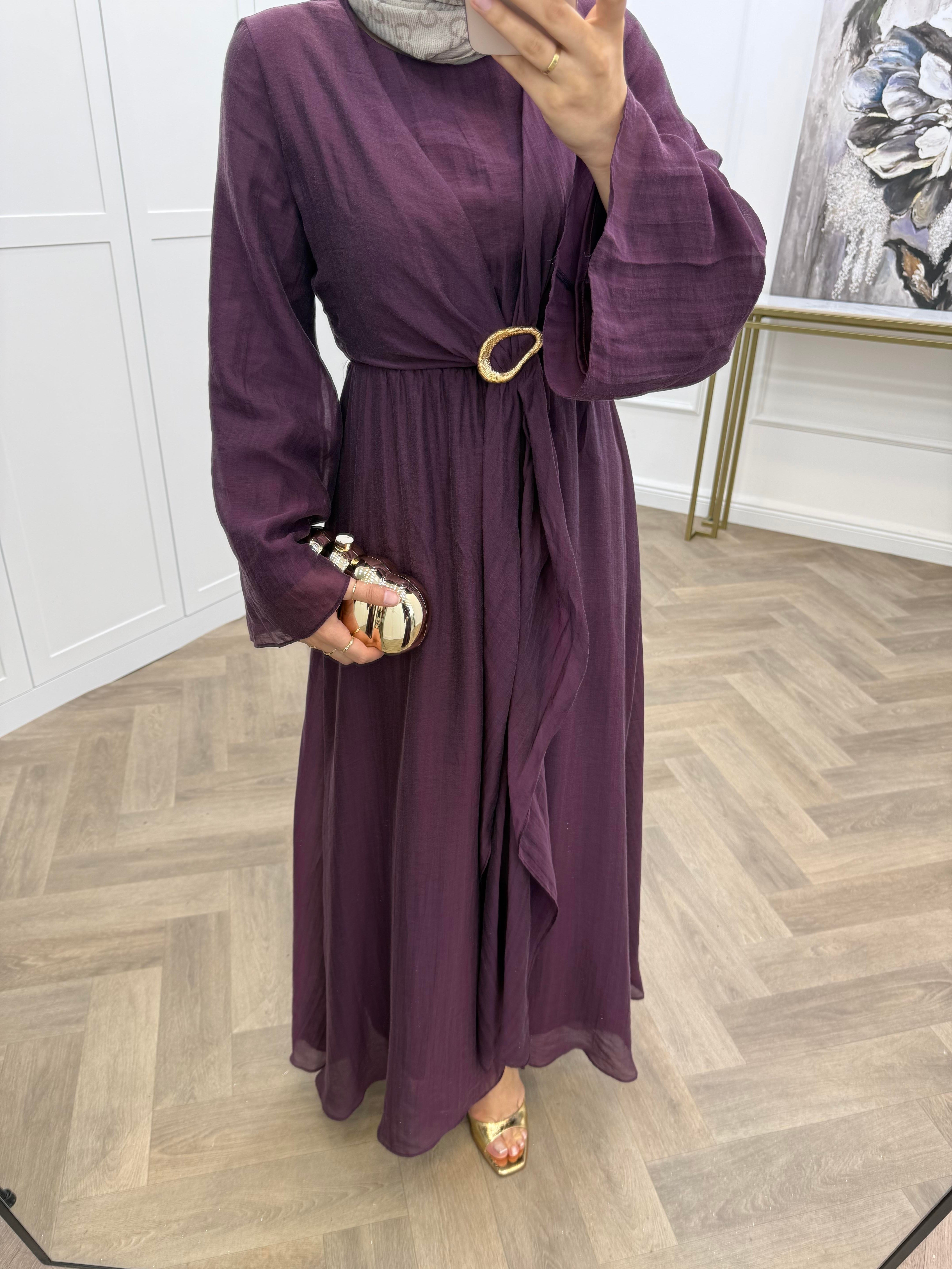 GOLD TOKALI ŞİFON ELBİSE BORDO