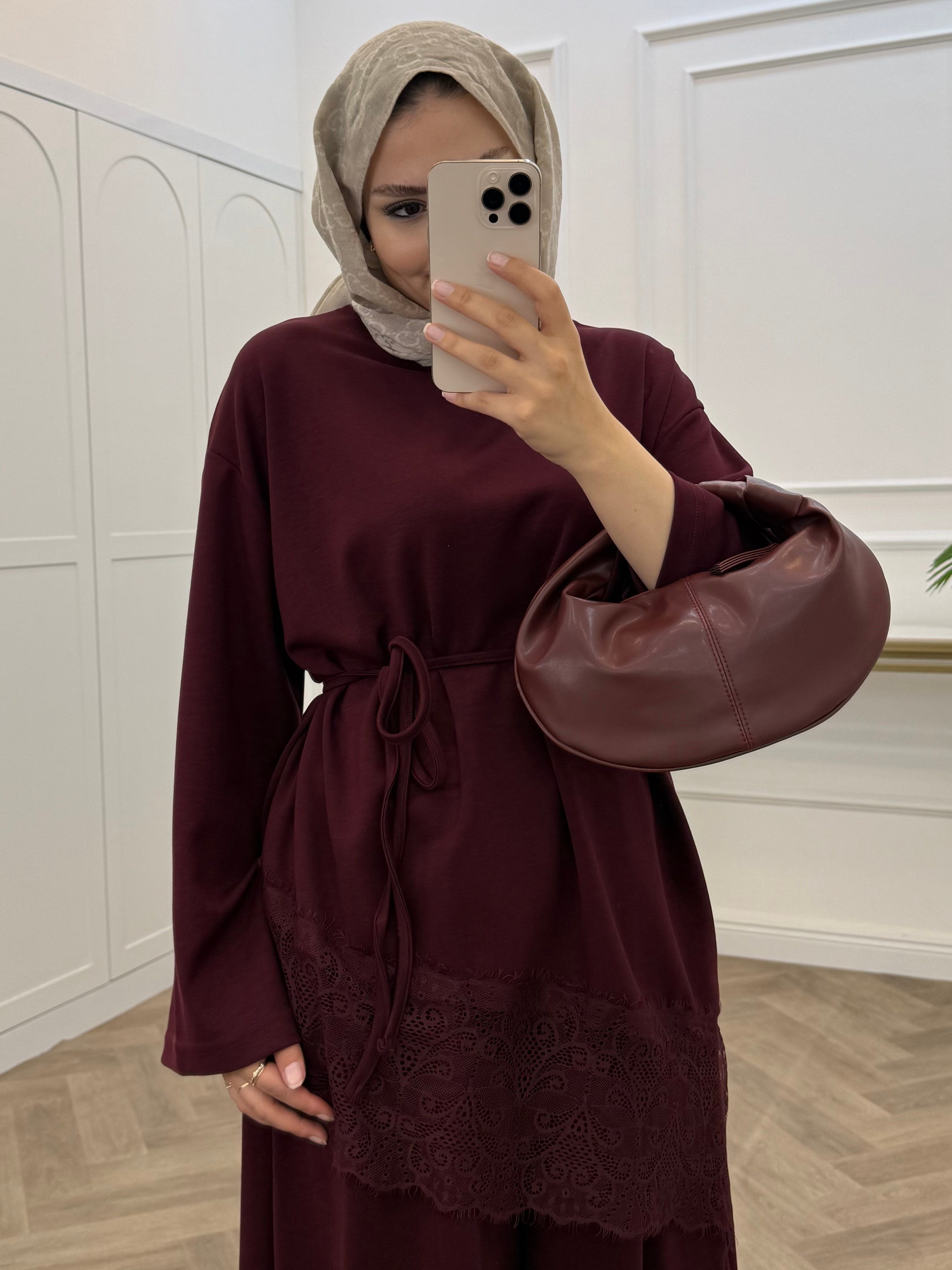 GÜPÜR DETAY OYSHO TUNİK BORDO