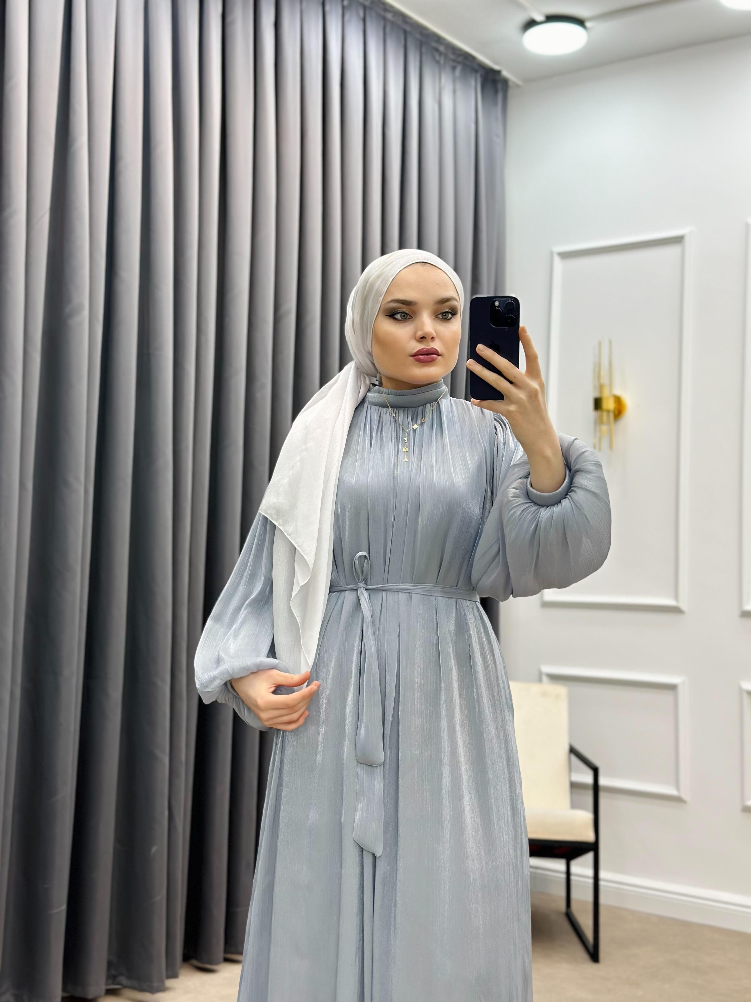 HAKİM YAKA JANJAN ABİYE GRİ