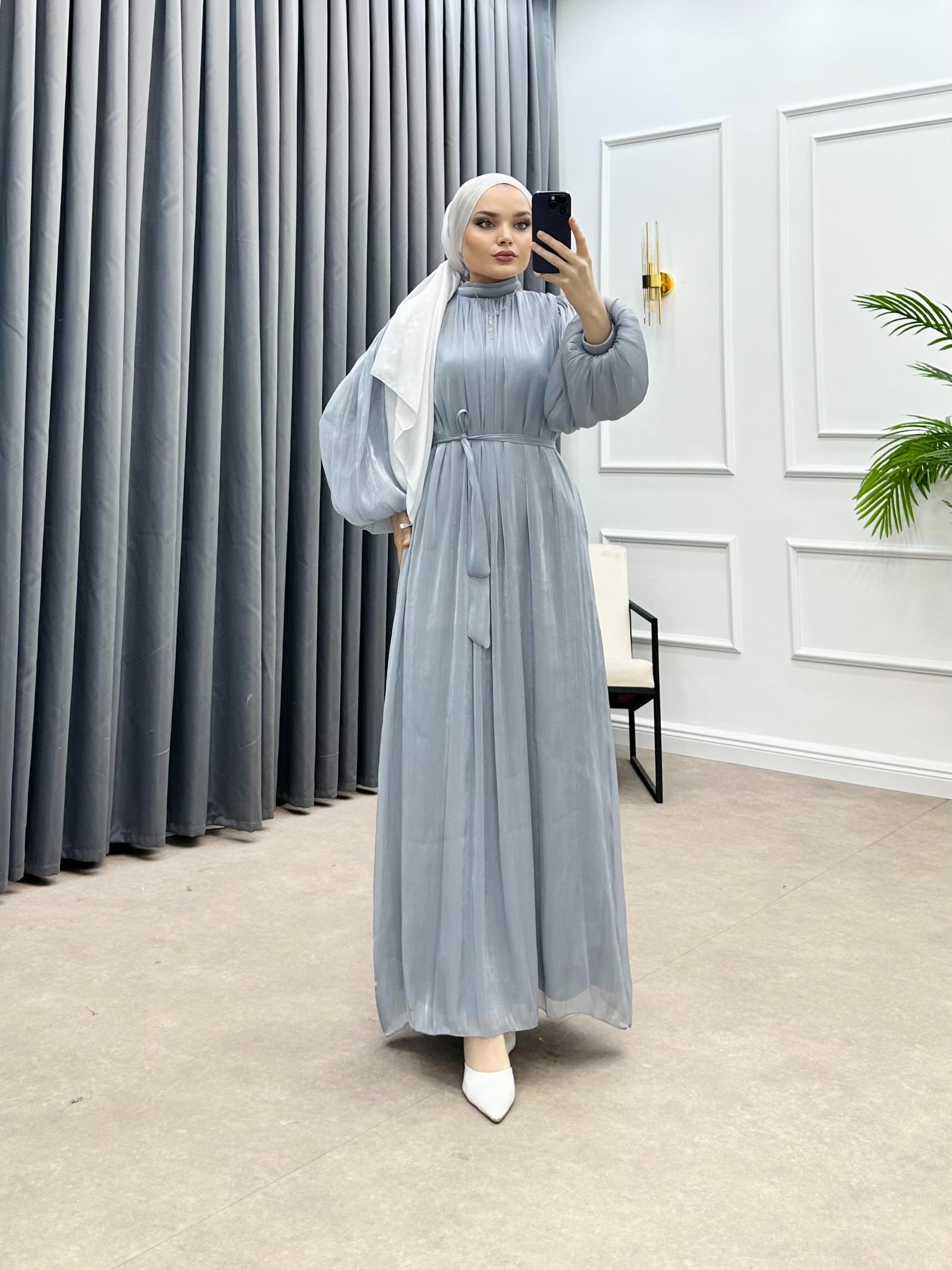 HAKİM YAKA JANJAN ABİYE GRİ