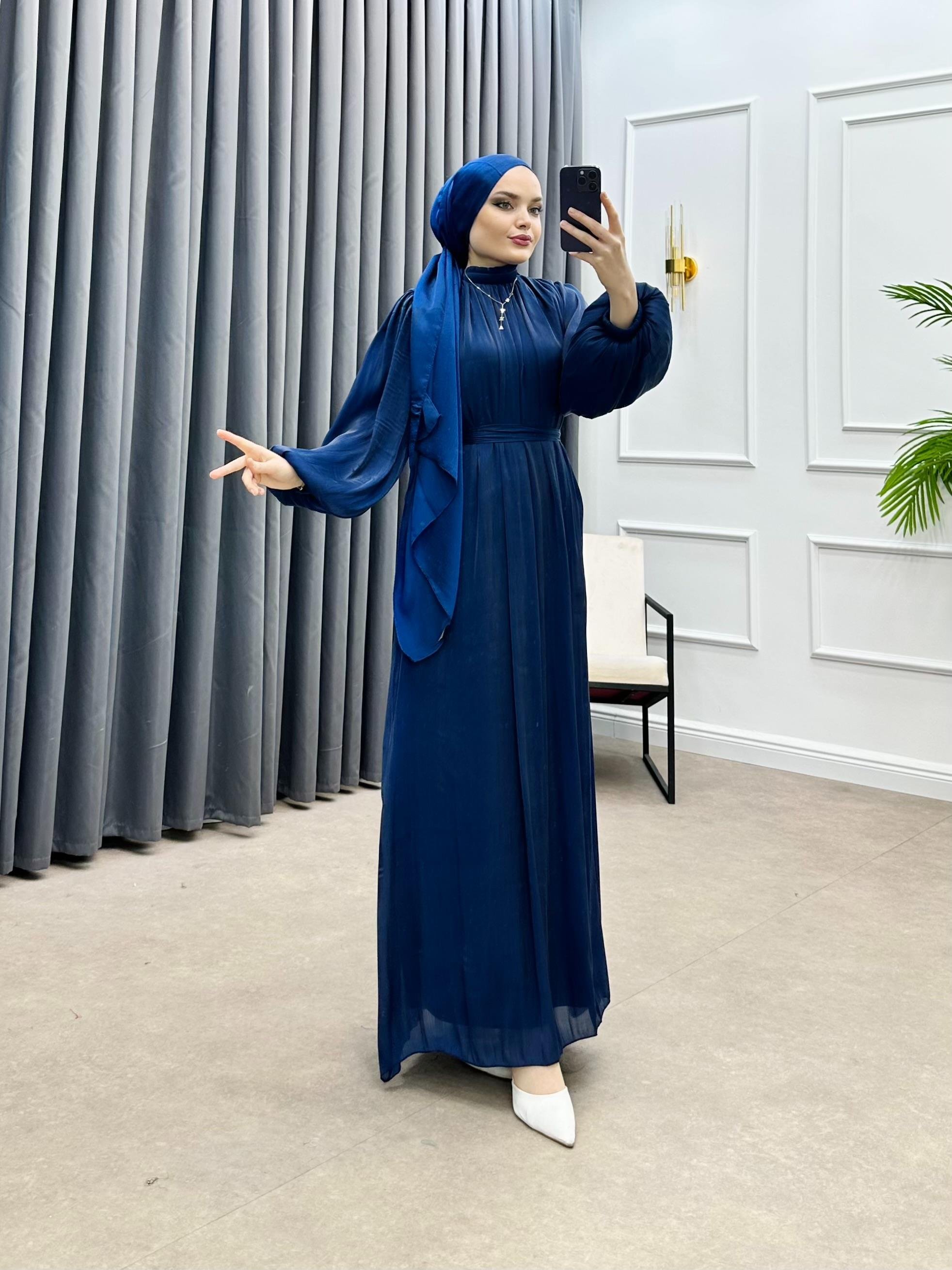 HAKİM YAKA JANJAN ABİYE LACİVERT