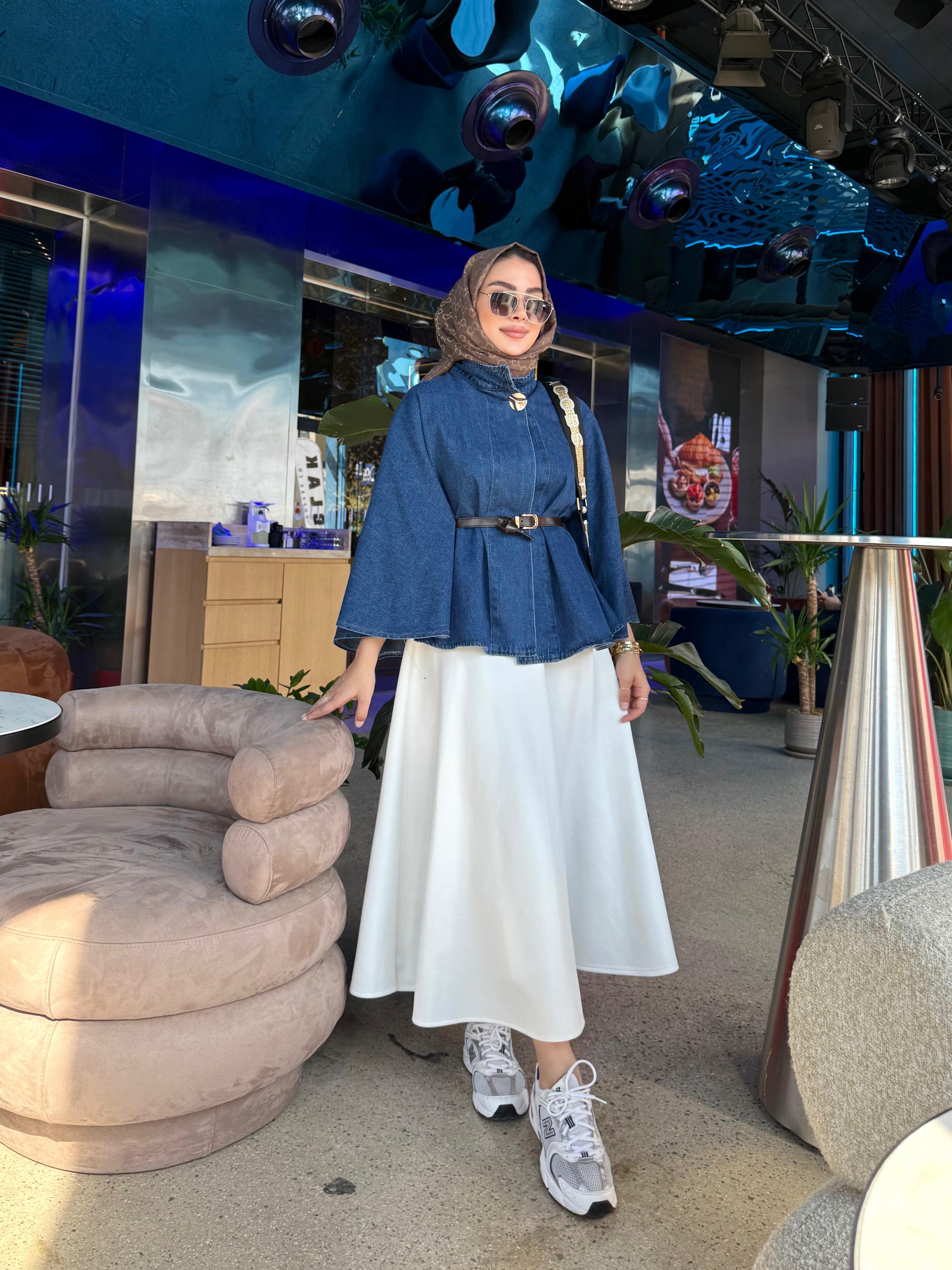 HAKİM YAKA KOT PANÇO MAVİ