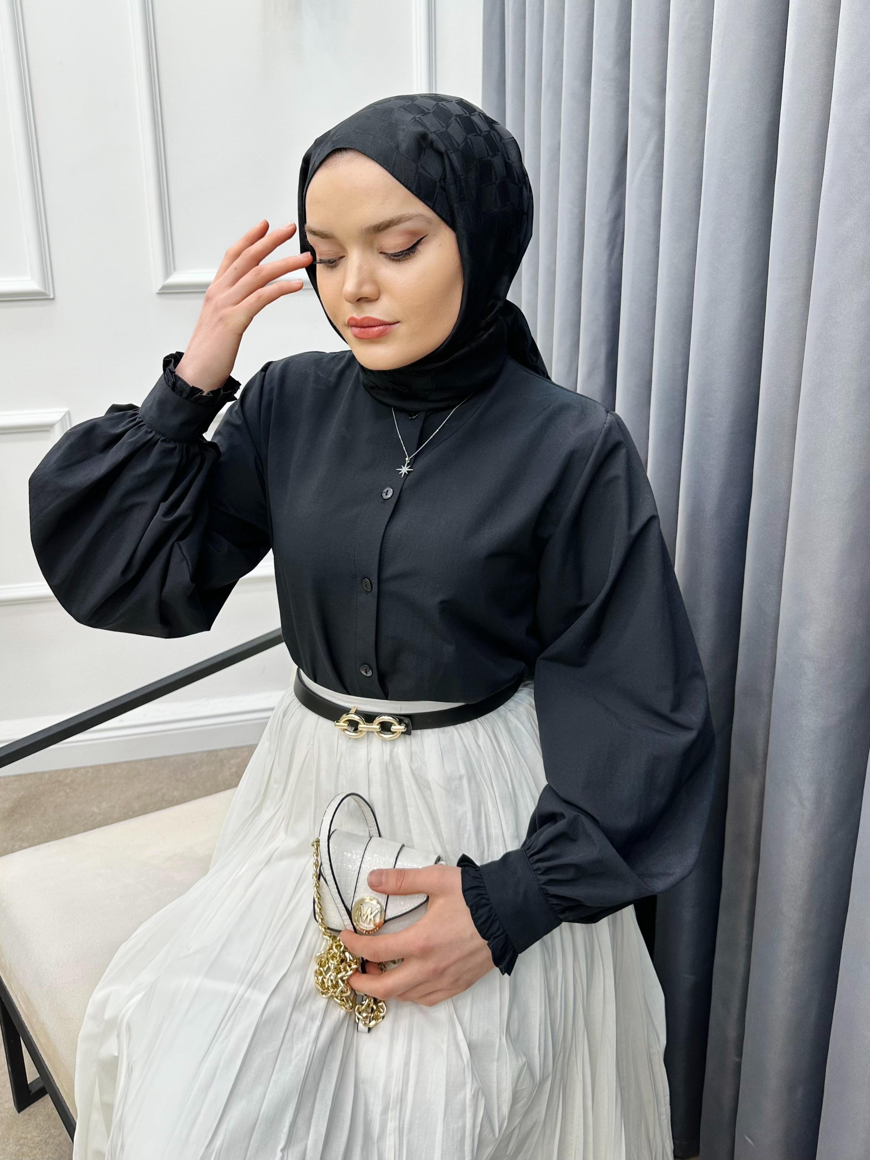 HAKİM YAKA POPLİN GÖMLEK SİYAH