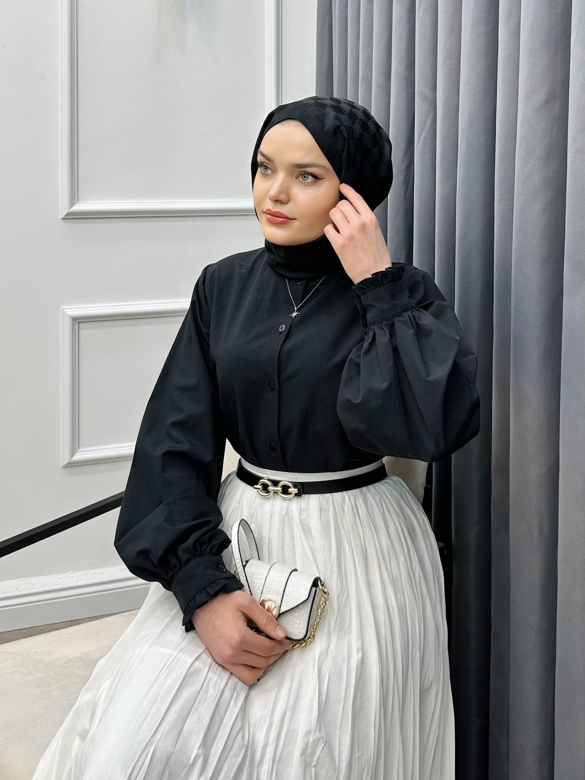 HAKİM YAKA POPLİN GÖMLEK SİYAH