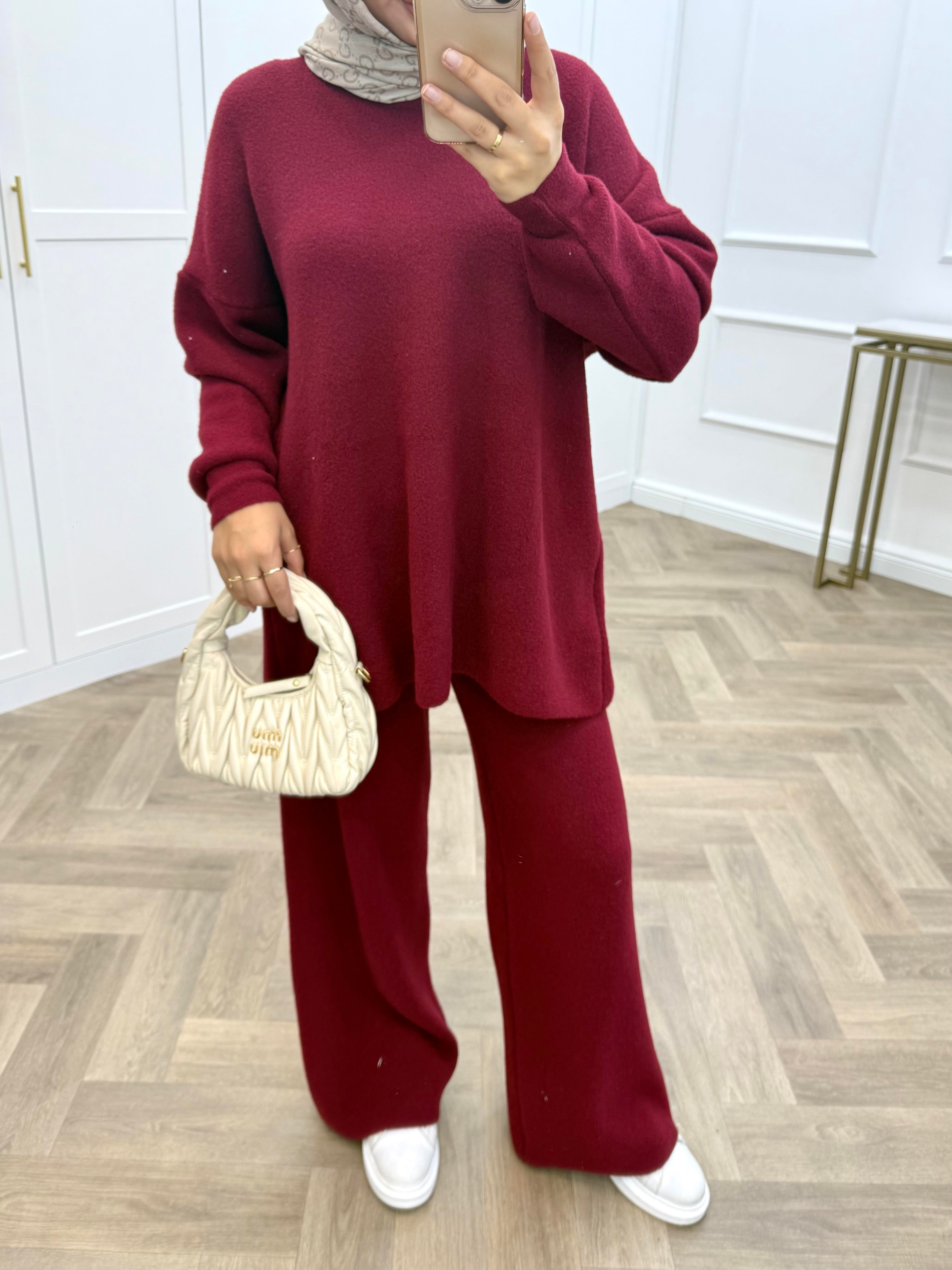 HAKİM YAKA YUMOŞ TAKIM BORDO