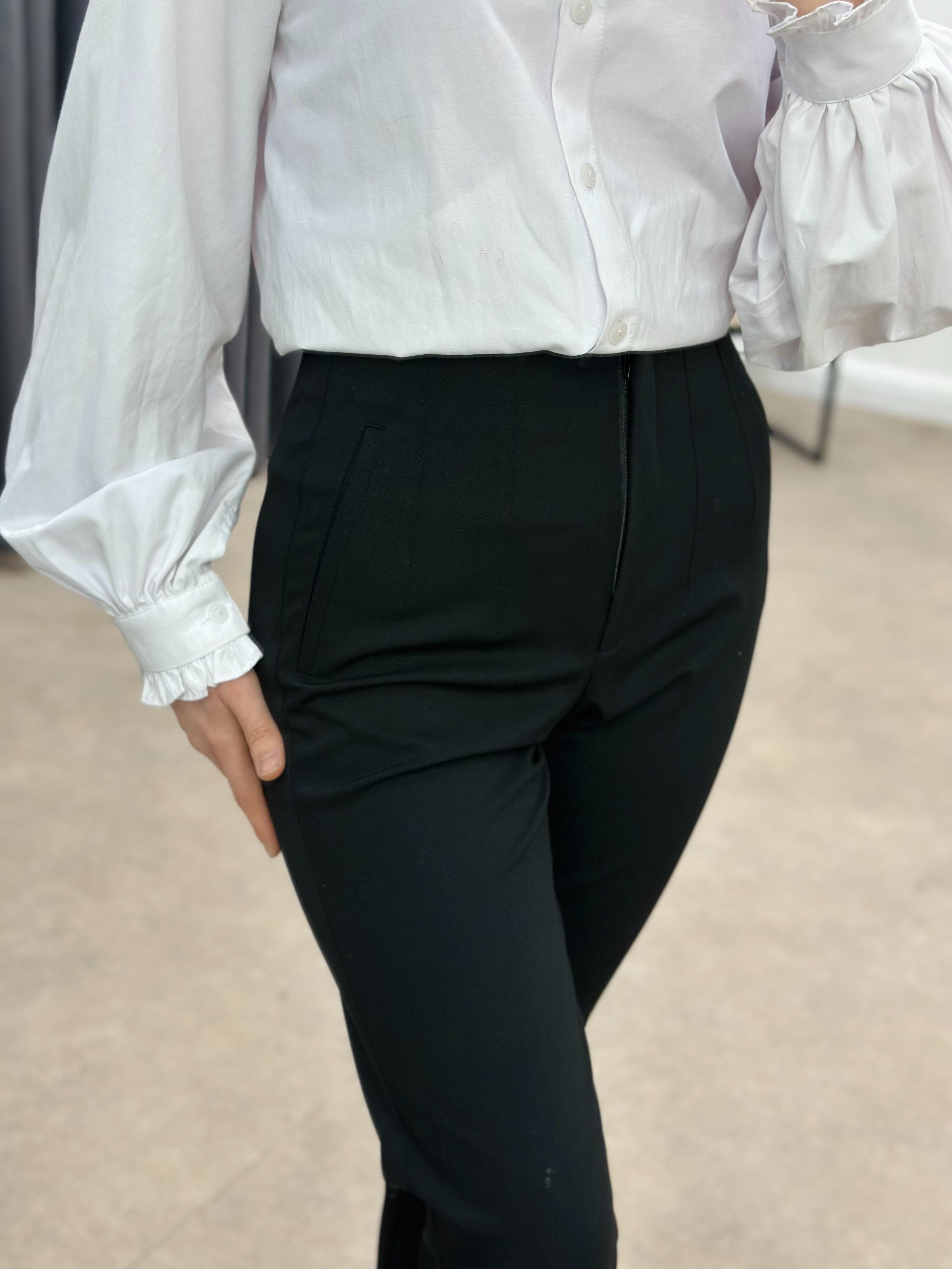 HAVUÇ KREP PANTOLON SİYAH