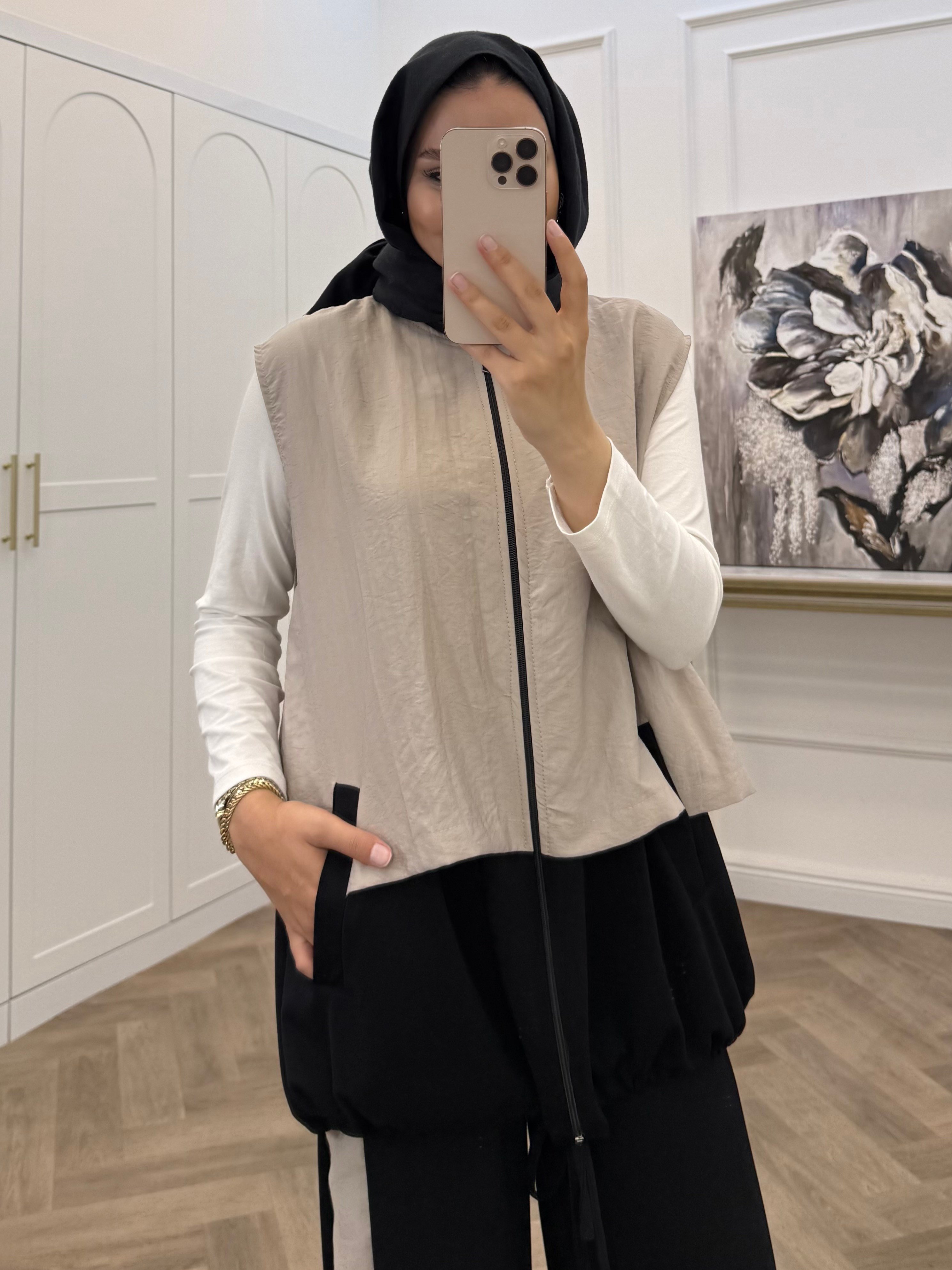 HUQQA YELEKLİ PANTOLONLU TAKIM SİYAH