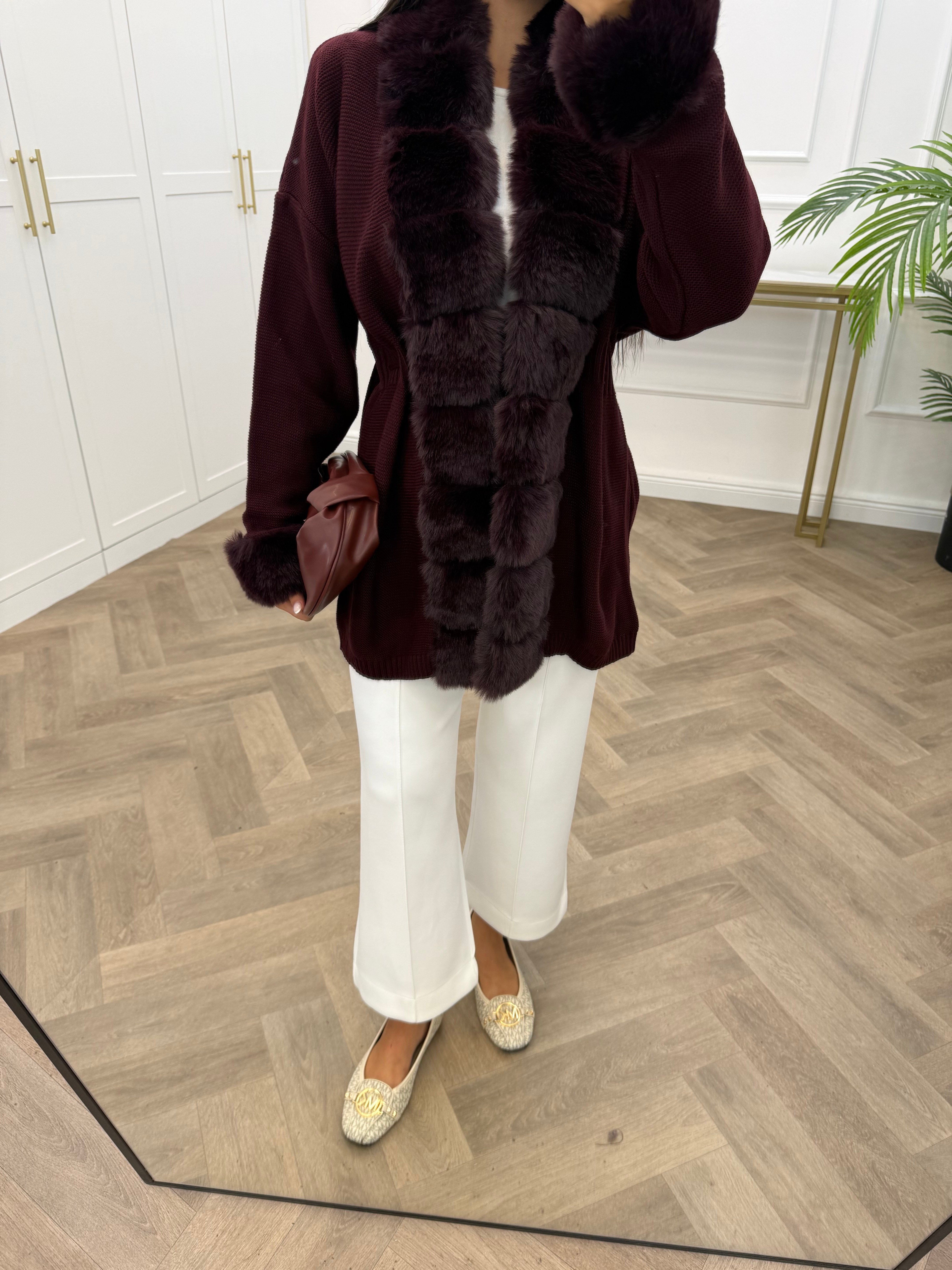JESSİCA KÜRKLÜ TRİKO HIRKA  KOYU BORDO