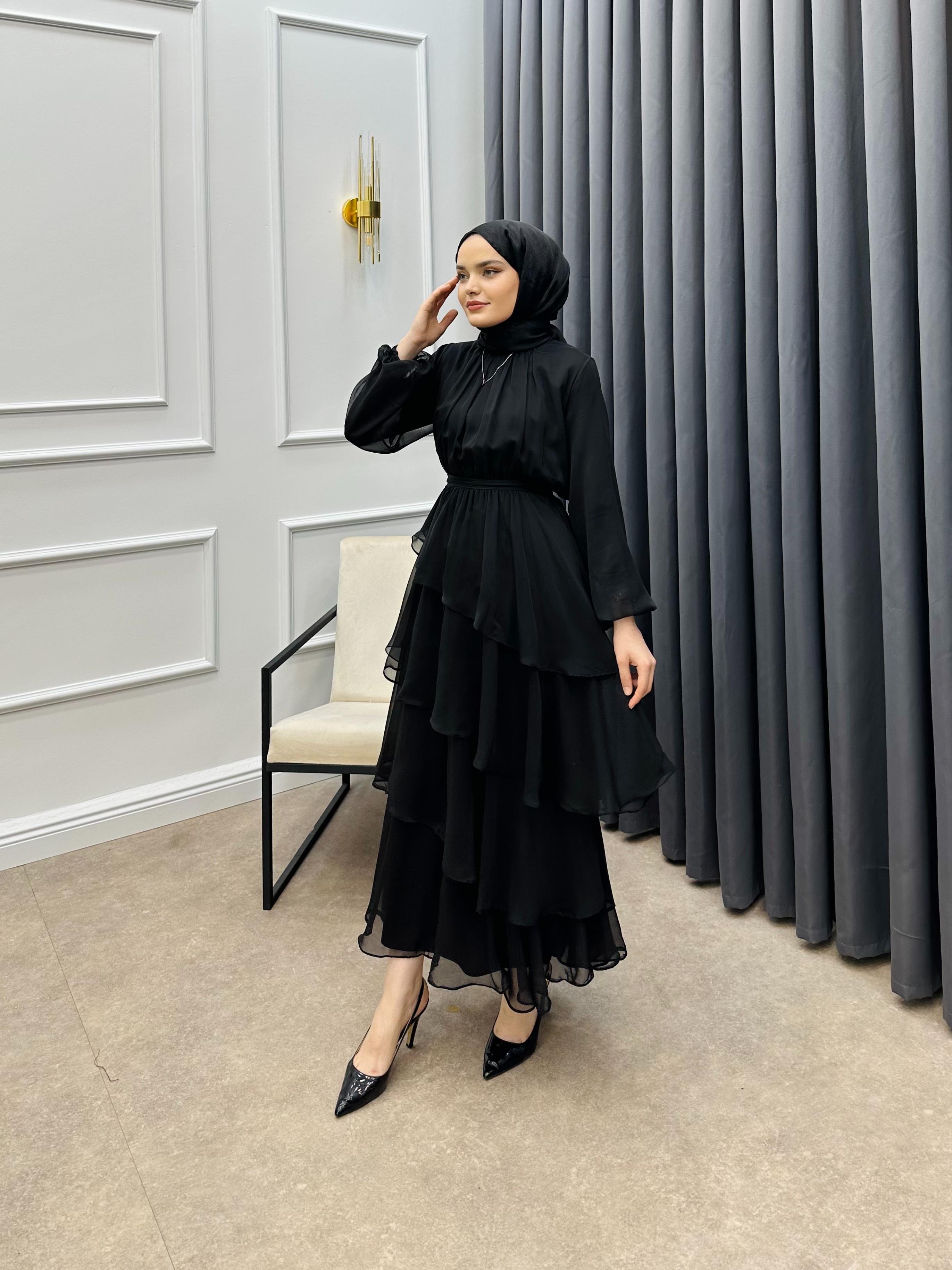 KATLI JANJAN ABİYE SİYAH