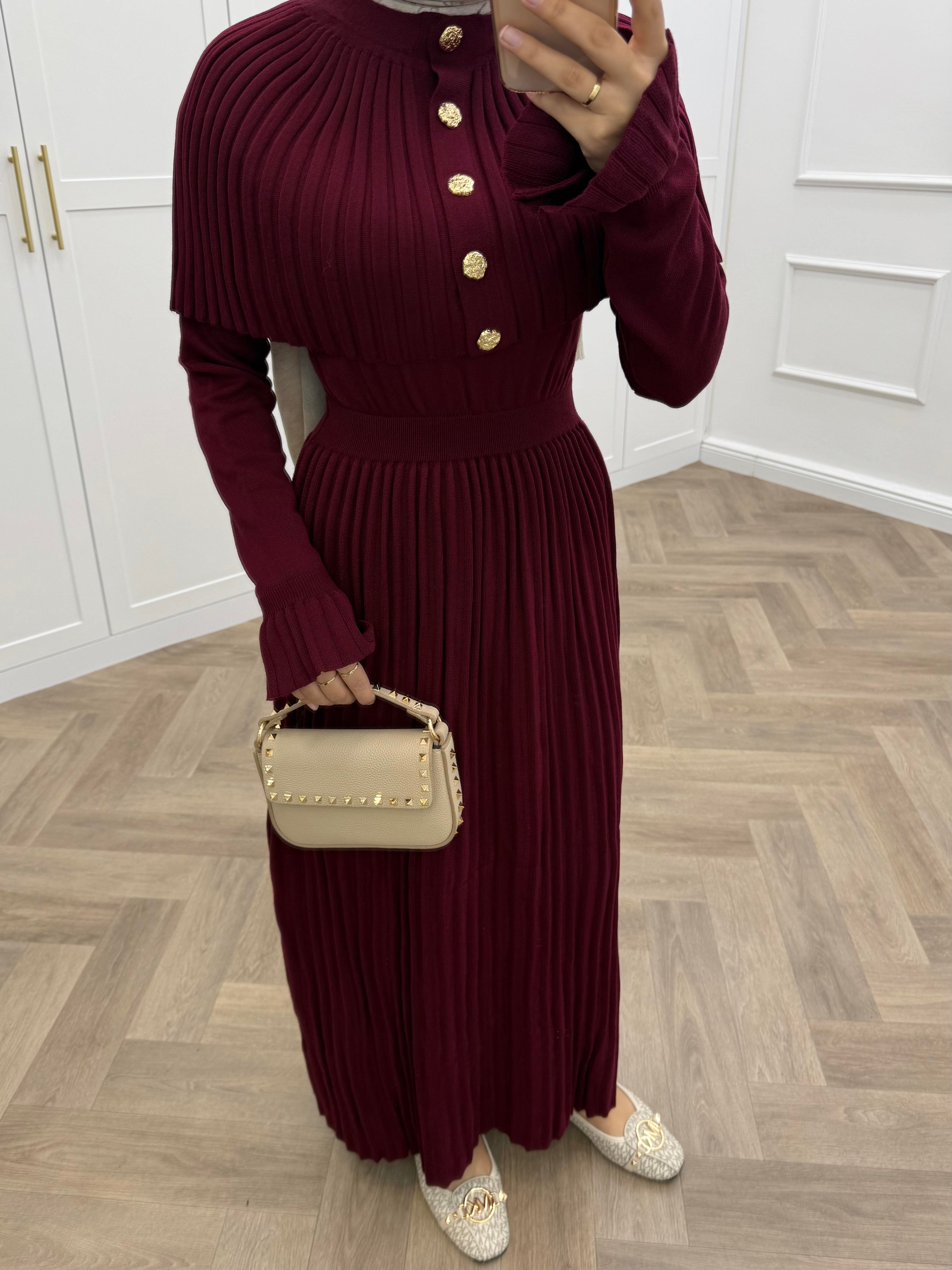 KELEBEK PELERİNLİ TAKIM ELBİSE BORDO