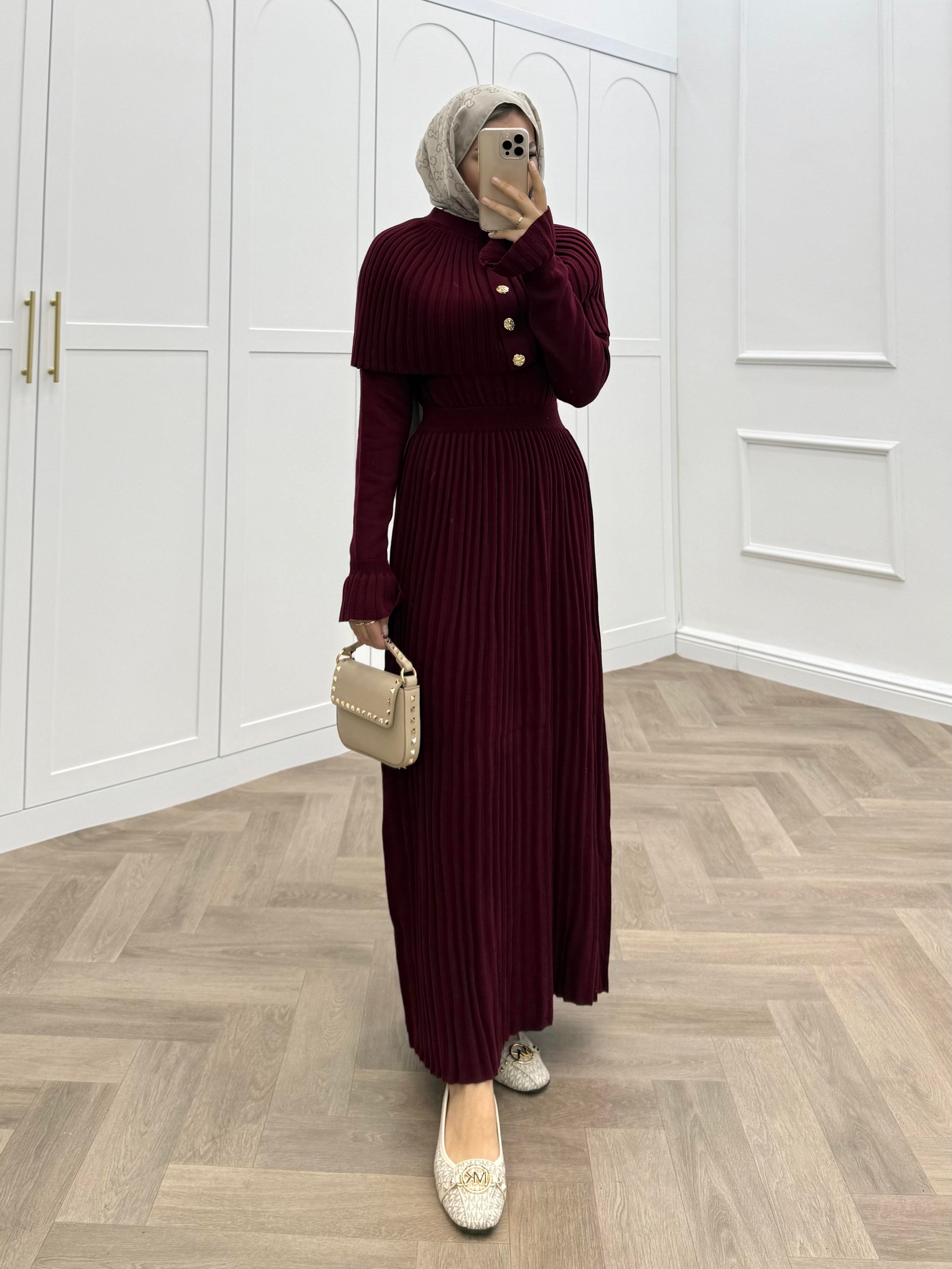 KELEBEK PELERİNLİ TAKIM ELBİSE BORDO