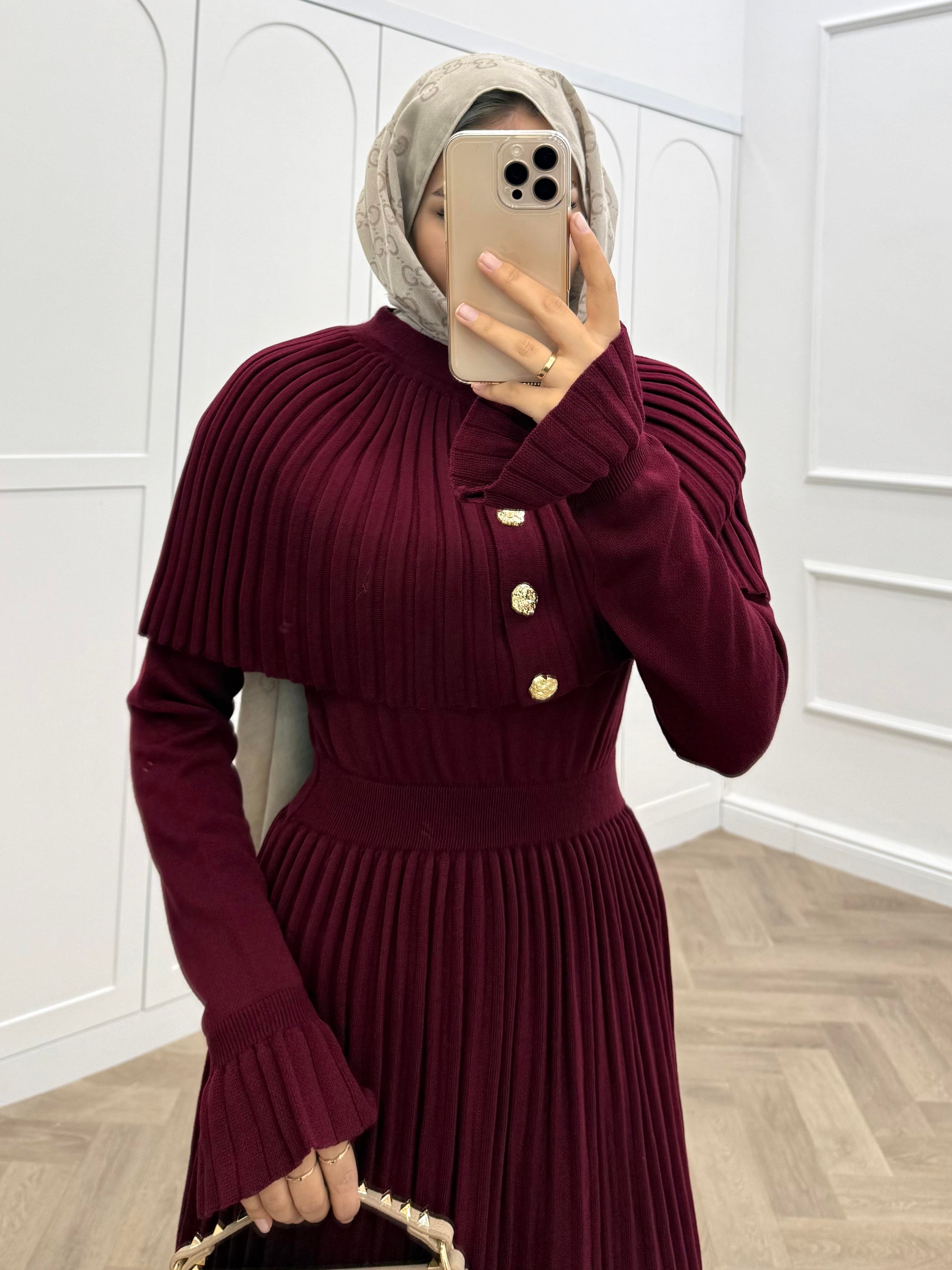 KELEBEK PELERİNLİ TAKIM ELBİSE BORDO