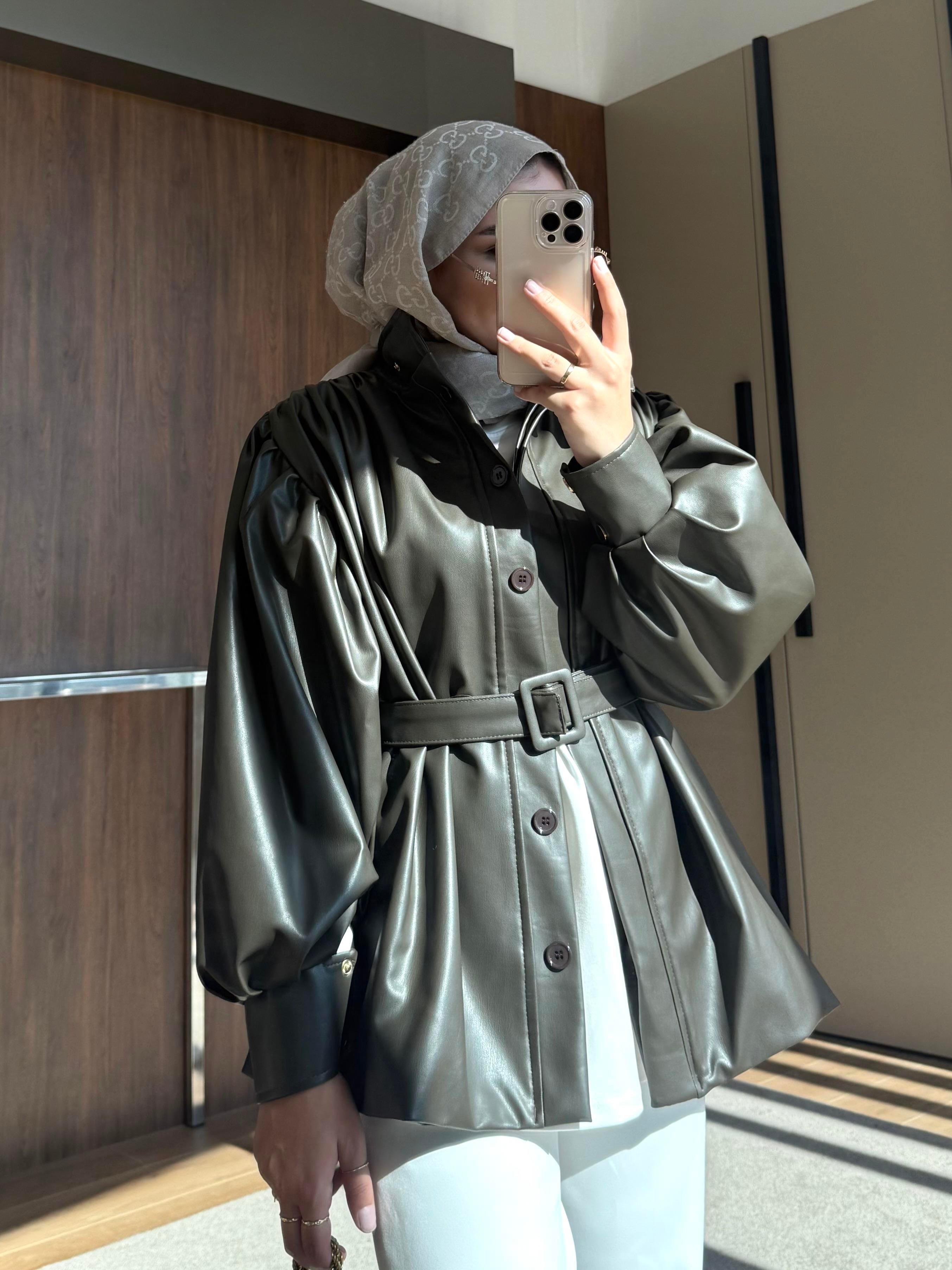 KEMERLİ DERİ CEKET HAKİ