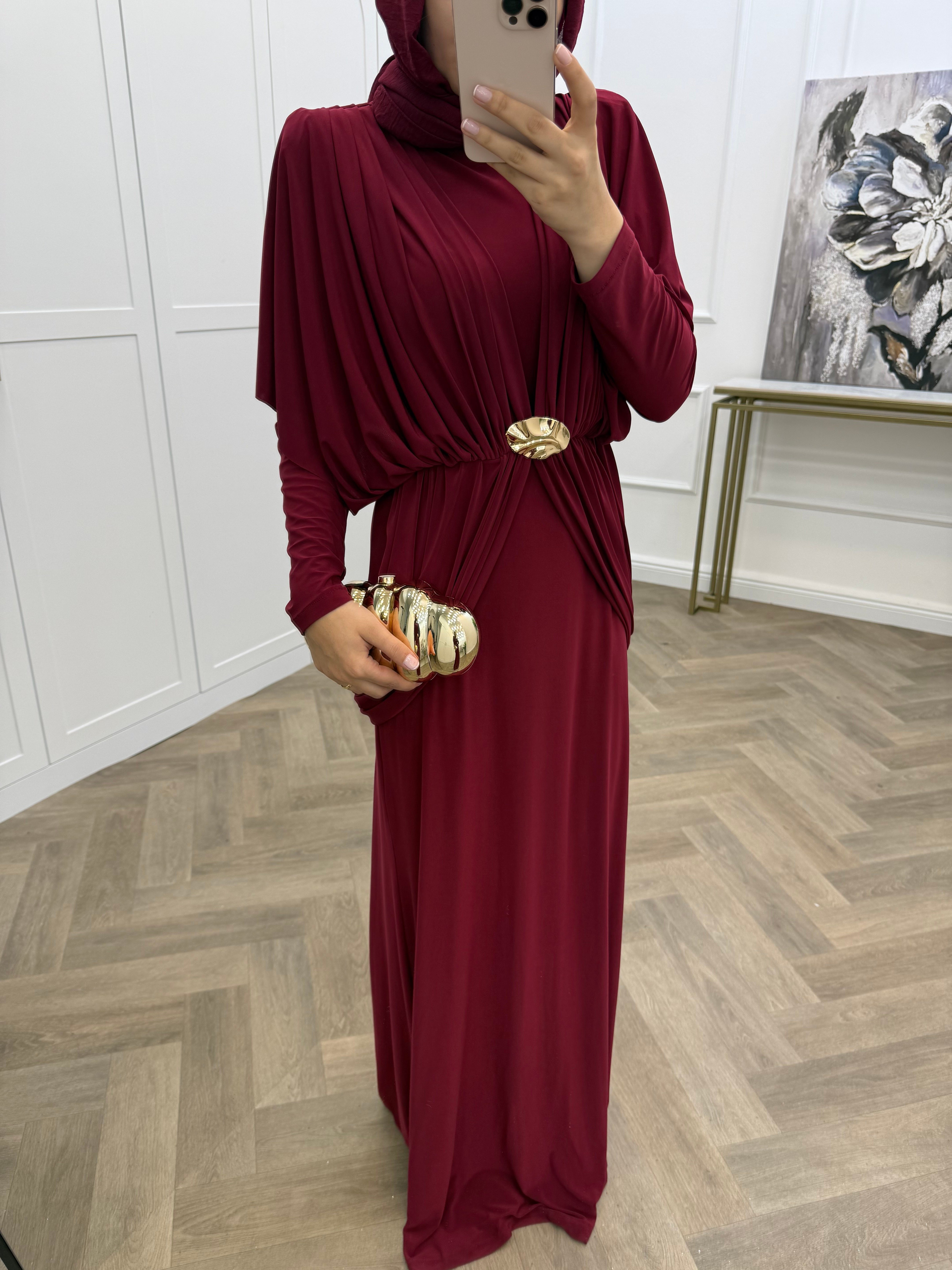 KİRAZ SANDY ELBİSE BORDO