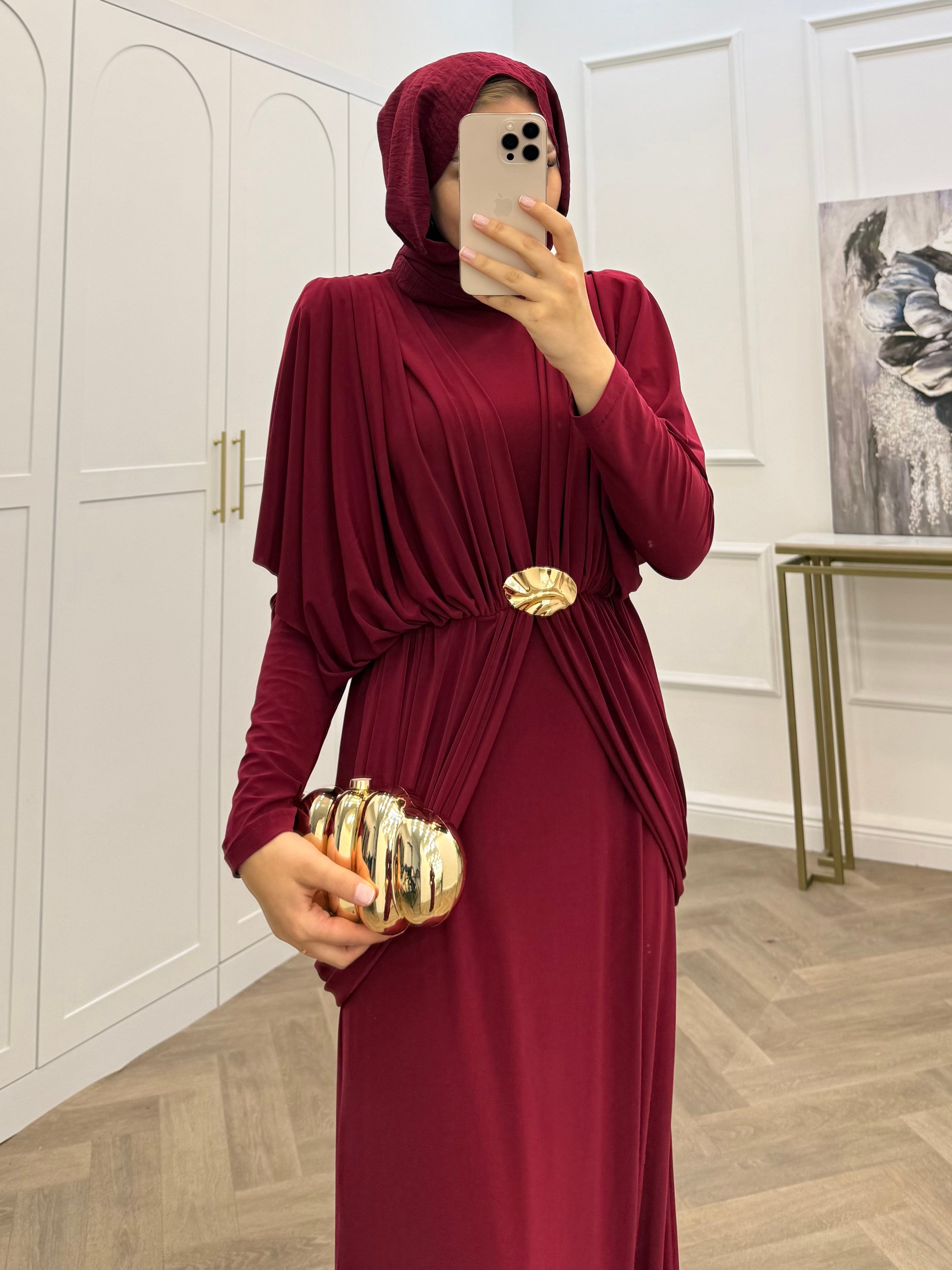 KİRAZ SANDY ELBİSE BORDO