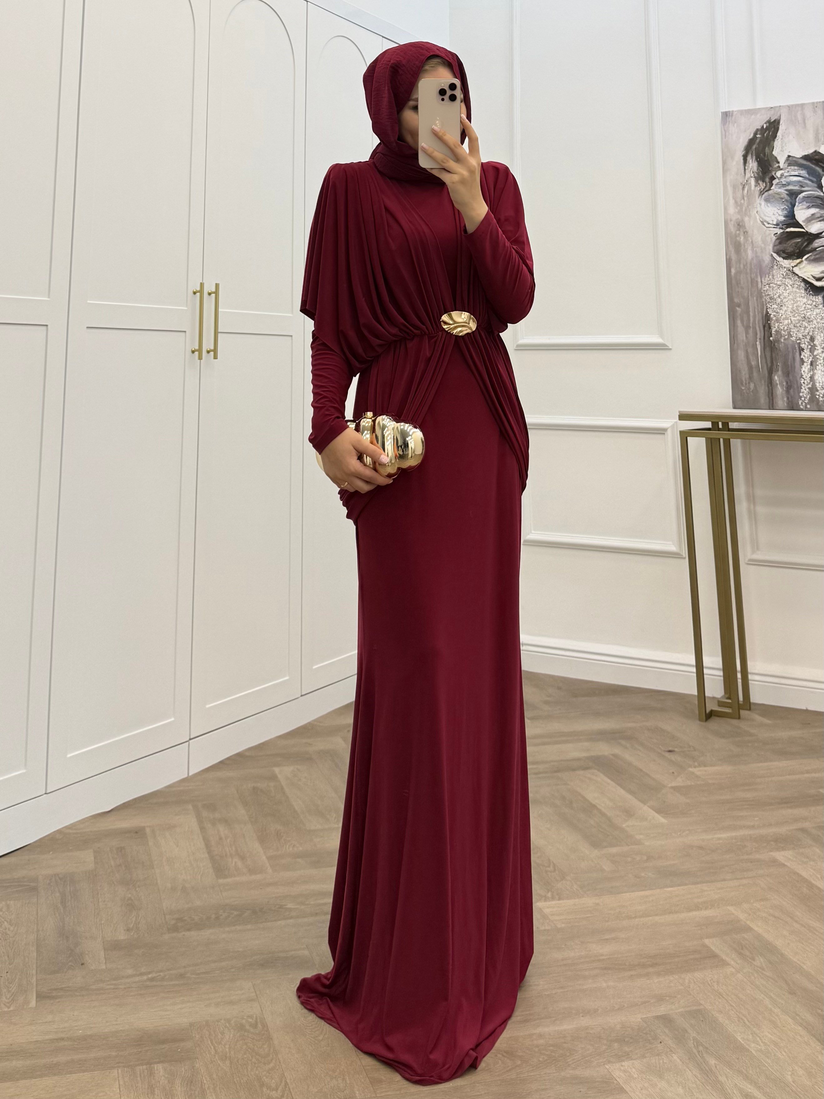KİRAZ SANDY ELBİSE BORDO