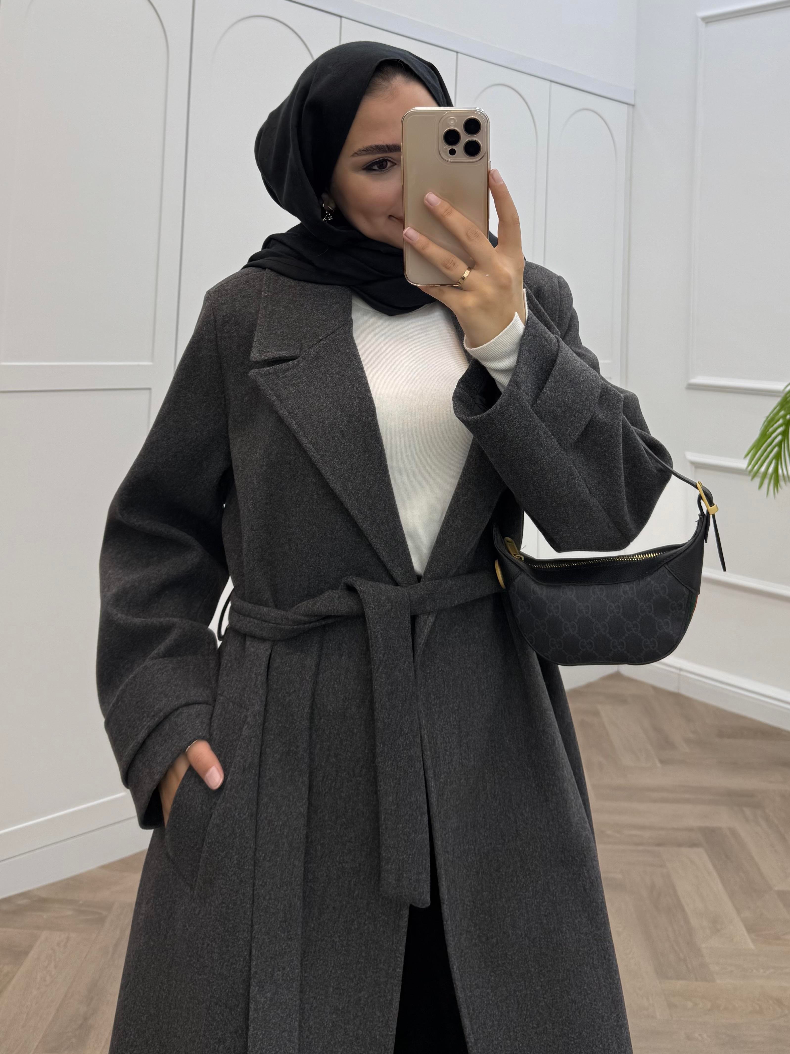 KOL APOLET DETAYLI KAŞE KABAN FÜME