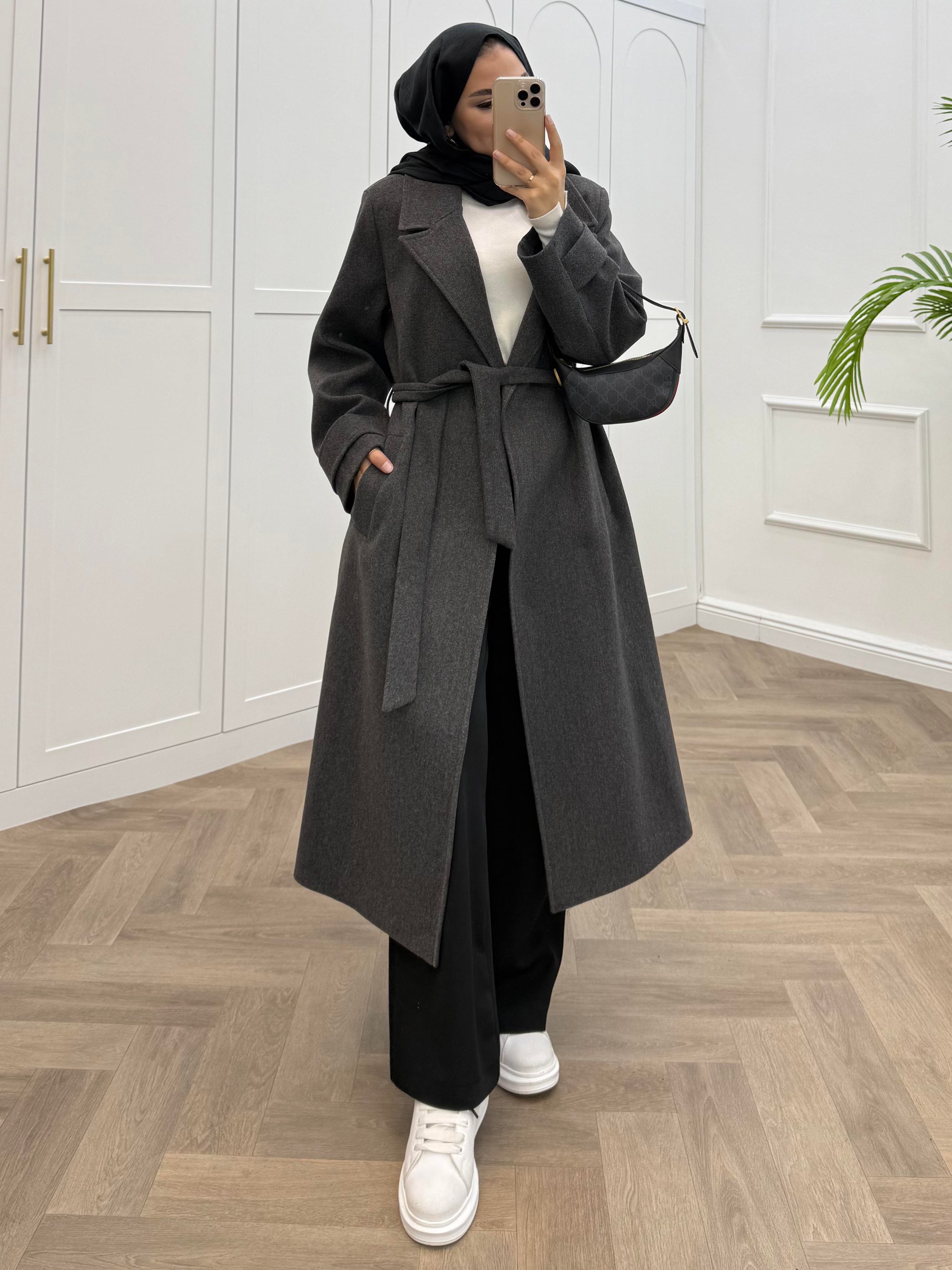 KOL APOLET DETAYLI KAŞE KABAN FÜME