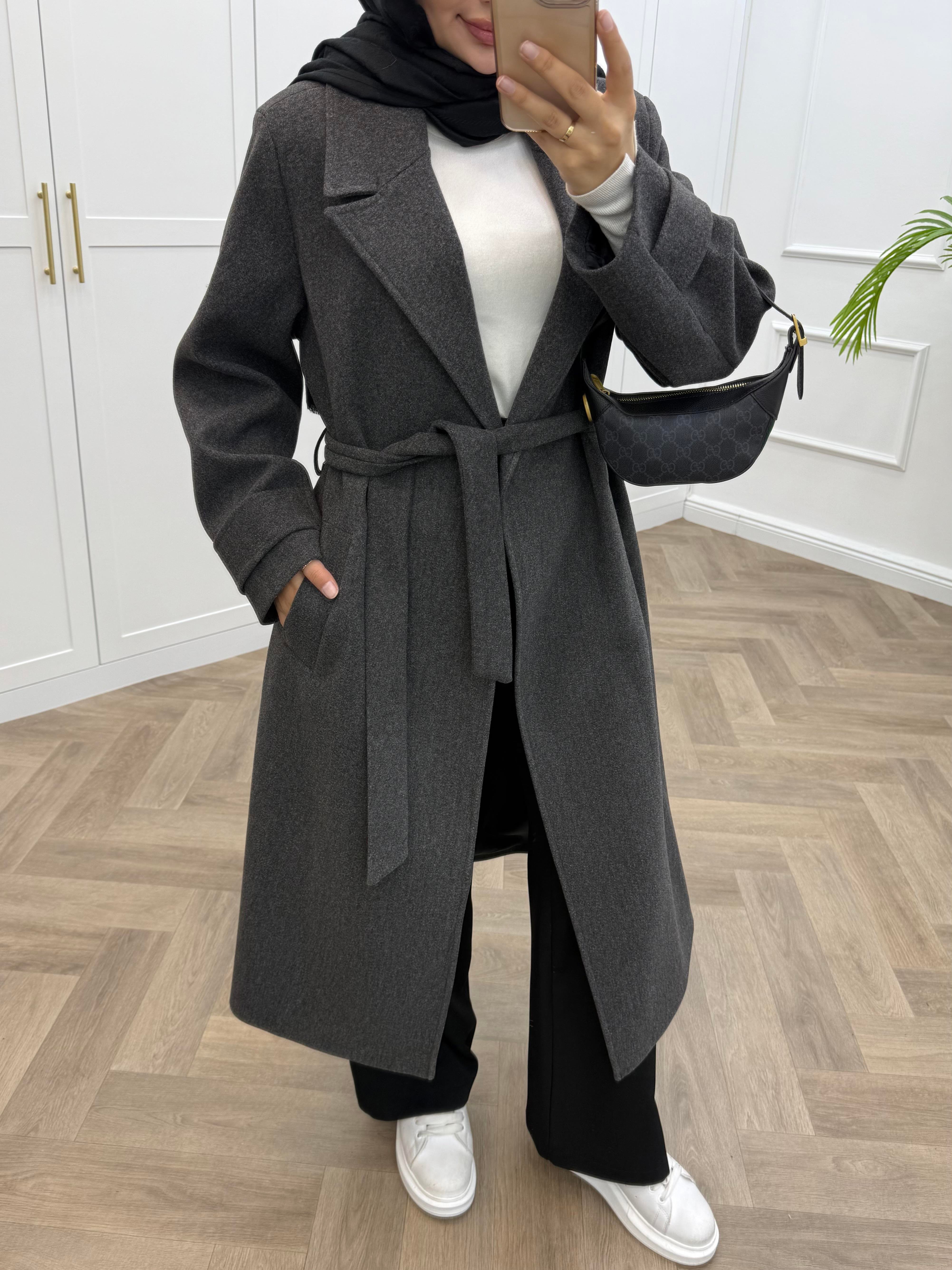 KOL APOLET DETAYLI KAŞE KABAN FÜME