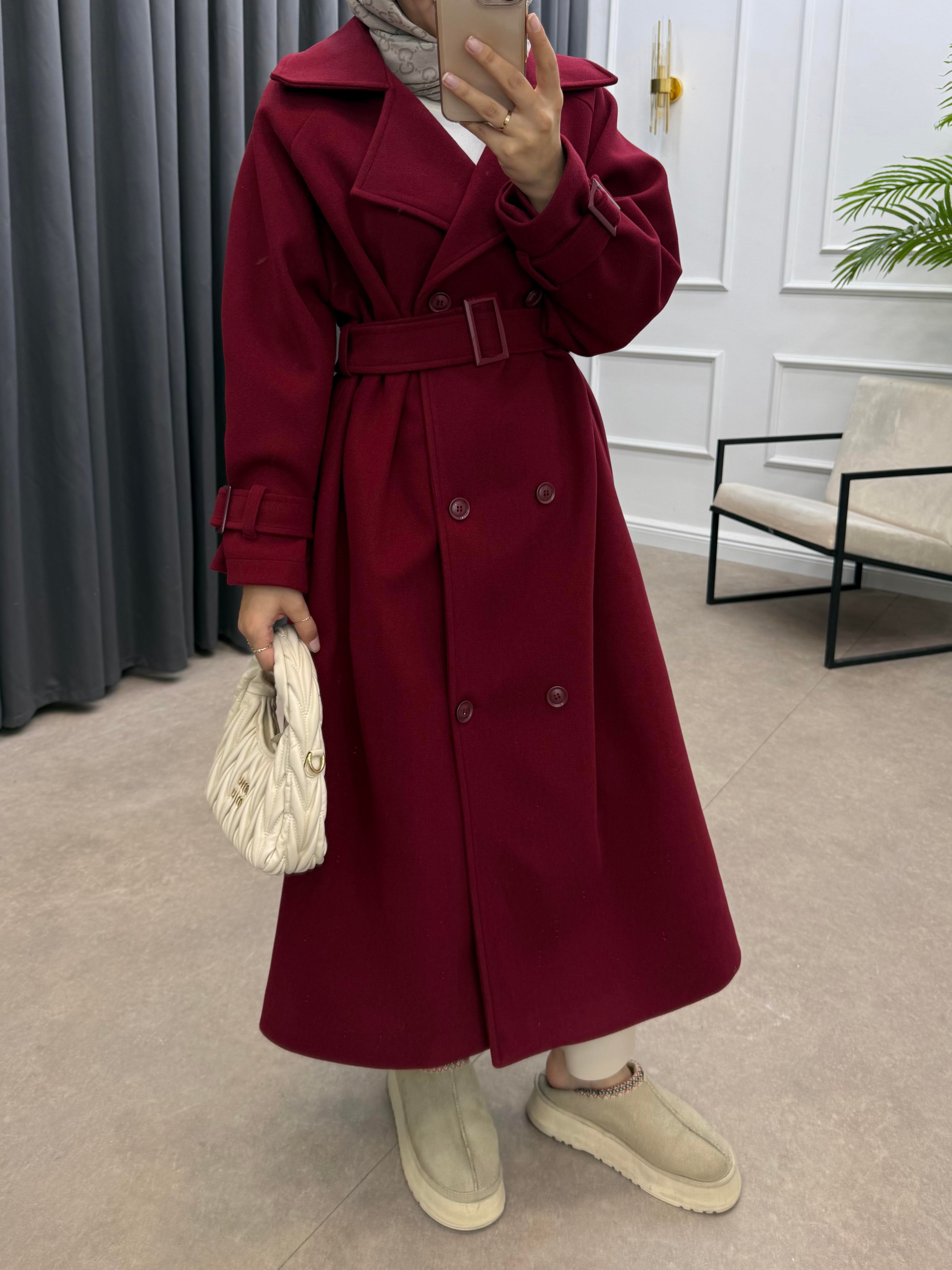 KOL APOLETLİ KAŞE KABAN BORDO