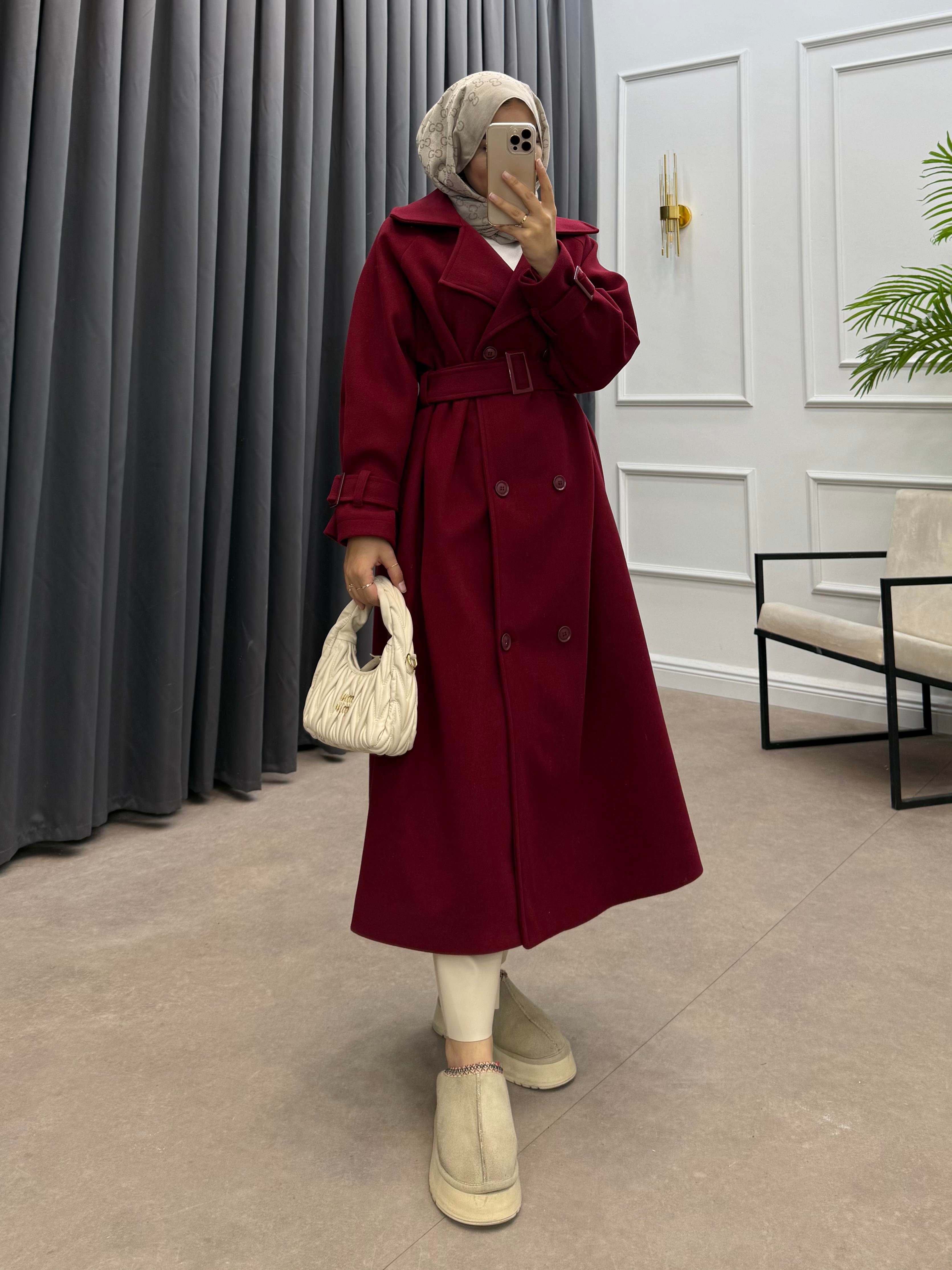 KOL APOLETLİ KAŞE KABAN BORDO