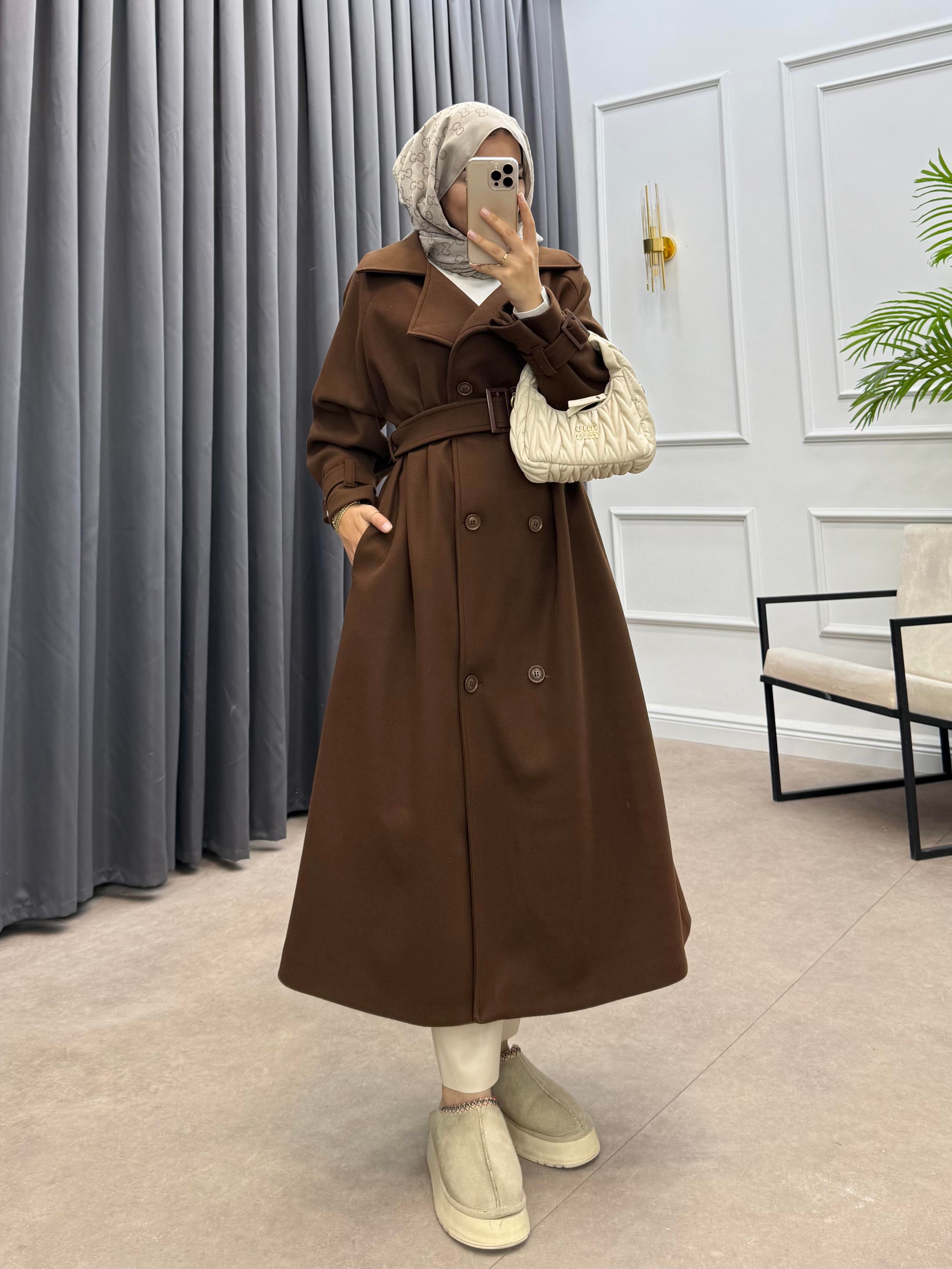 KOL APOLETLİ KAŞE KABAN KAHVE