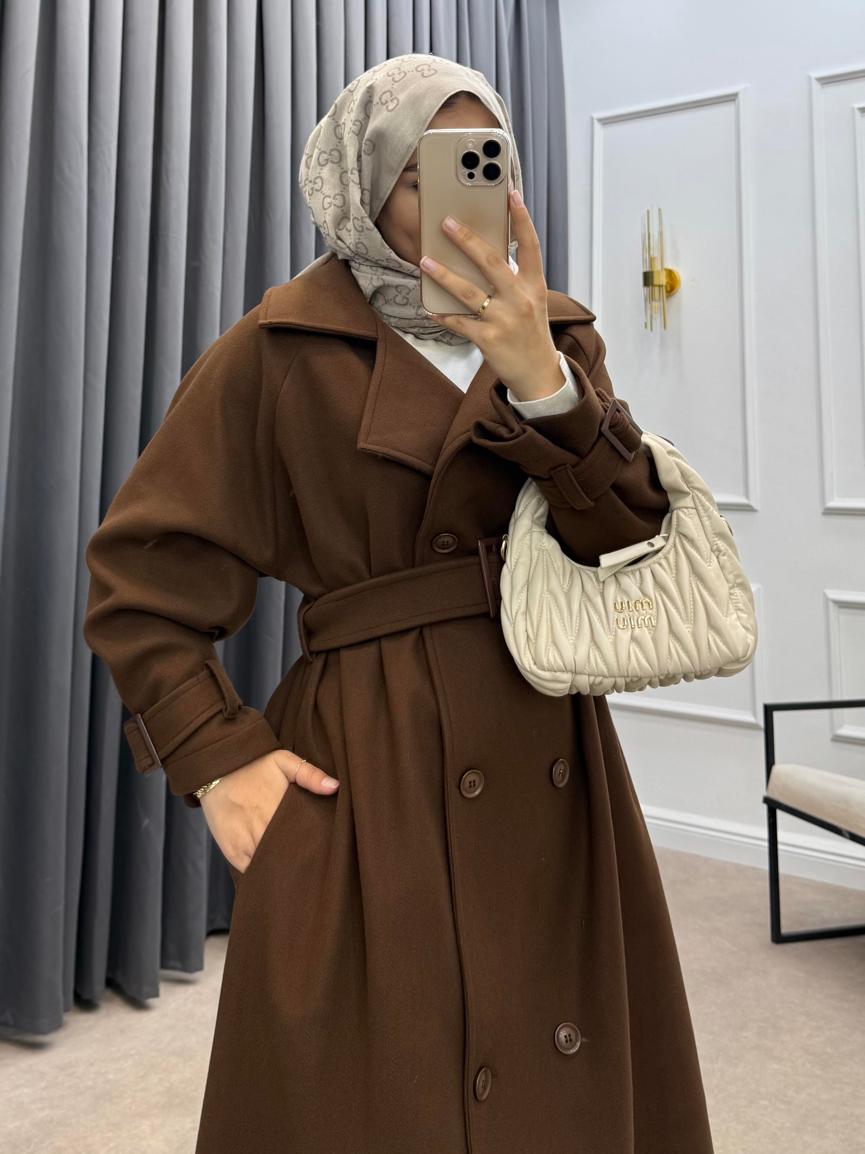 KOL APOLETLİ KAŞE KABAN KAHVE