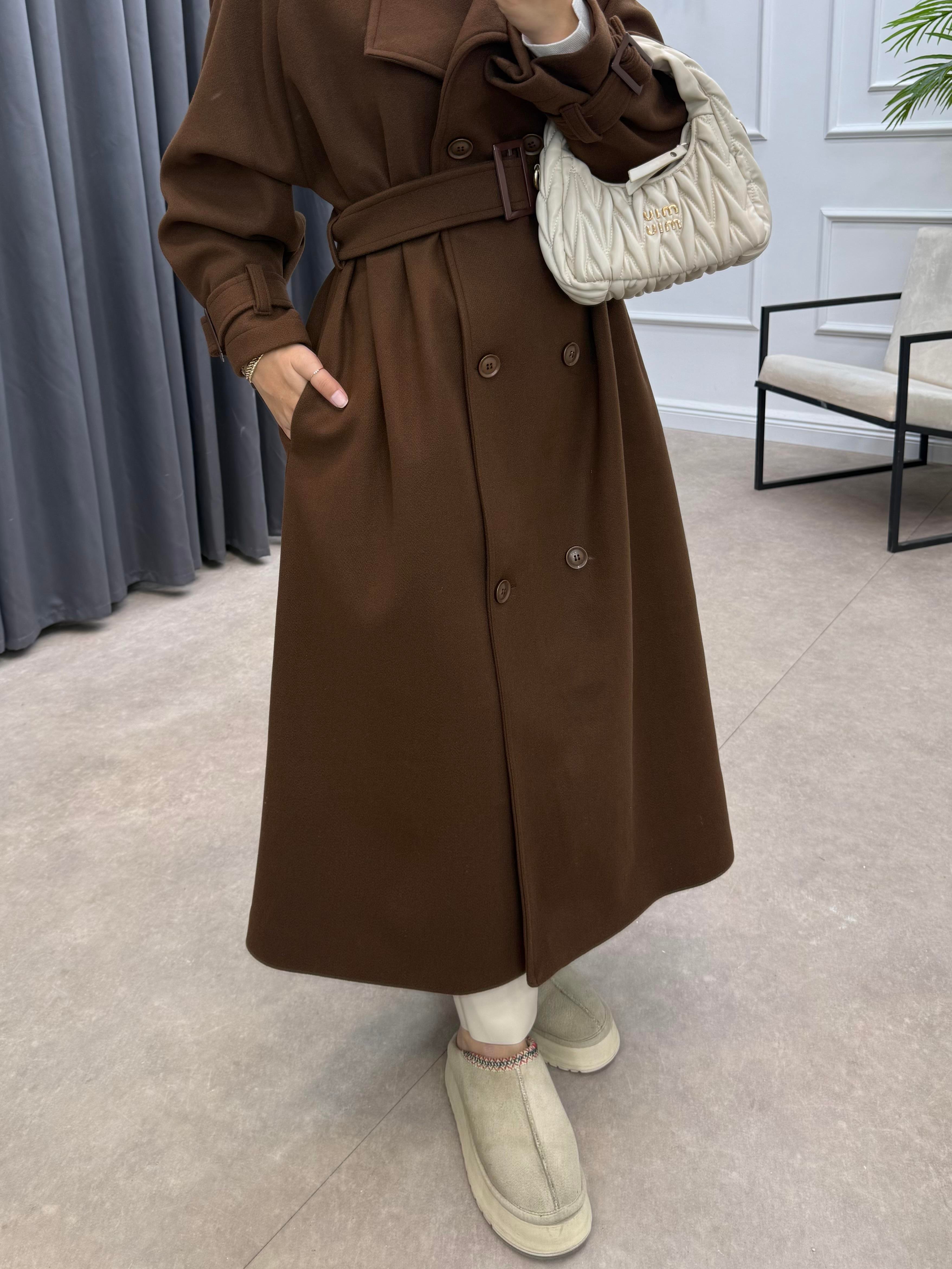 KOL APOLETLİ KAŞE KABAN KAHVE