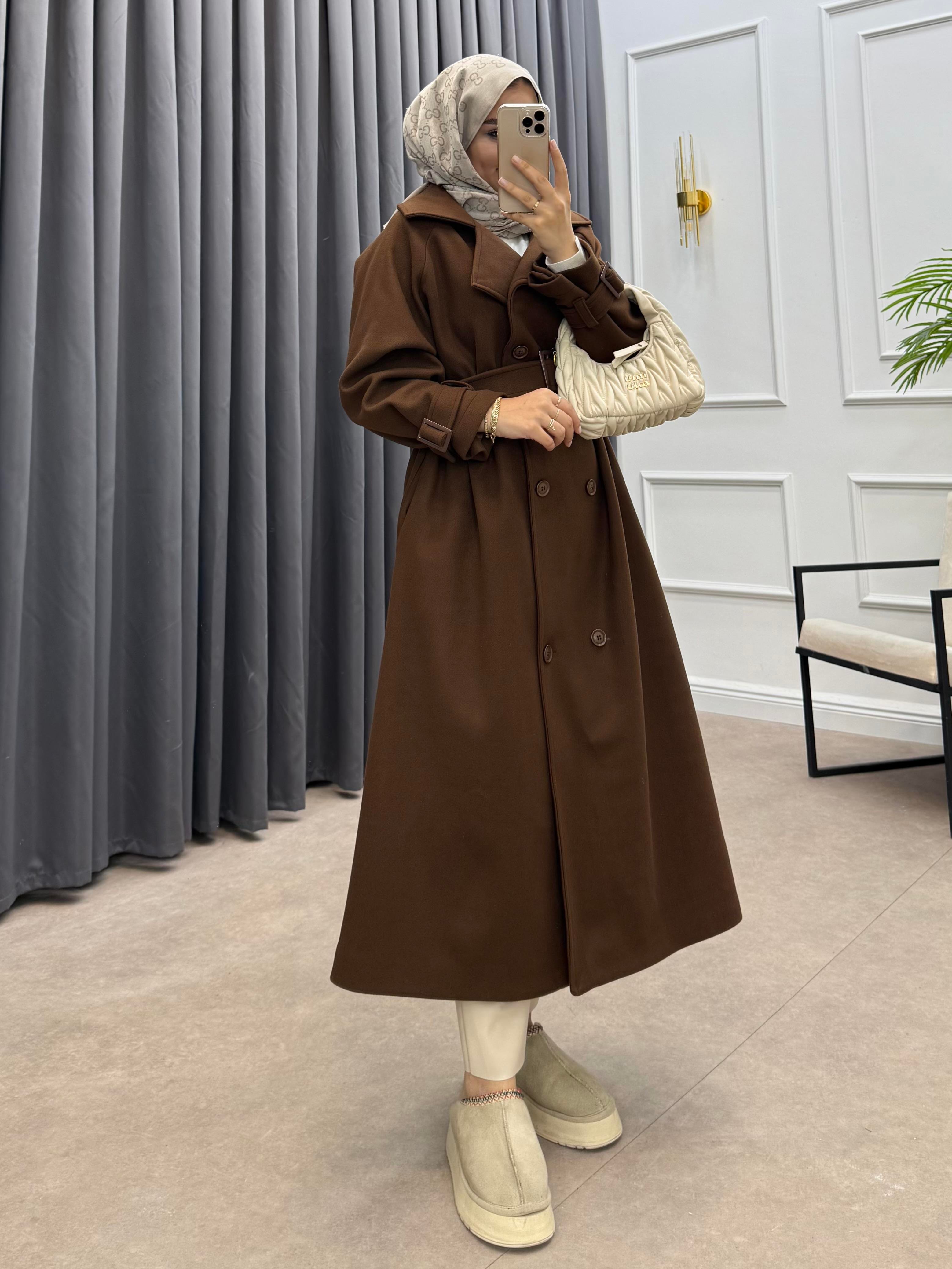 KOL APOLETLİ KAŞE KABAN KAHVE