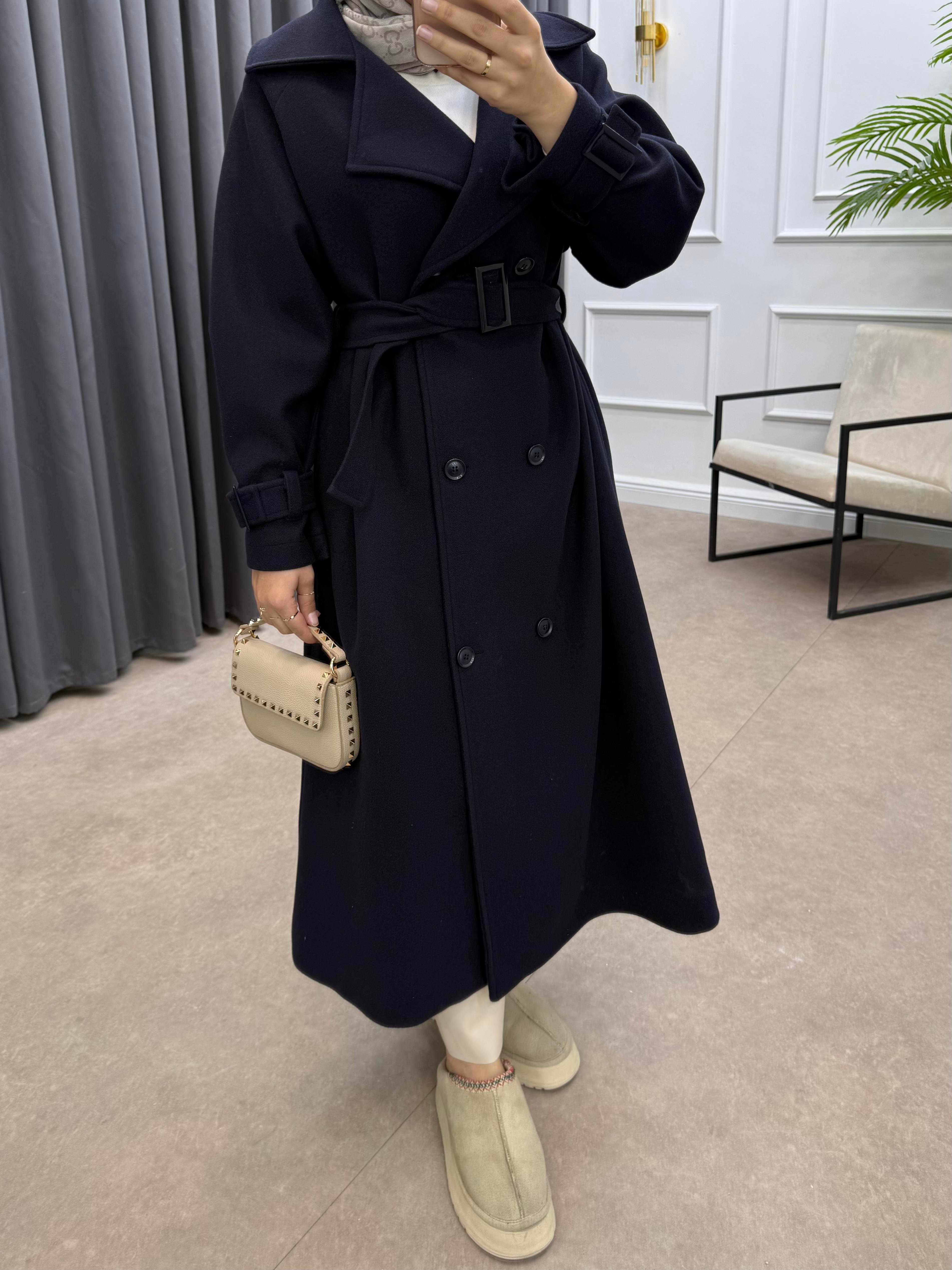 KOL APOLETLİ KAŞE KABAN LACİVERT