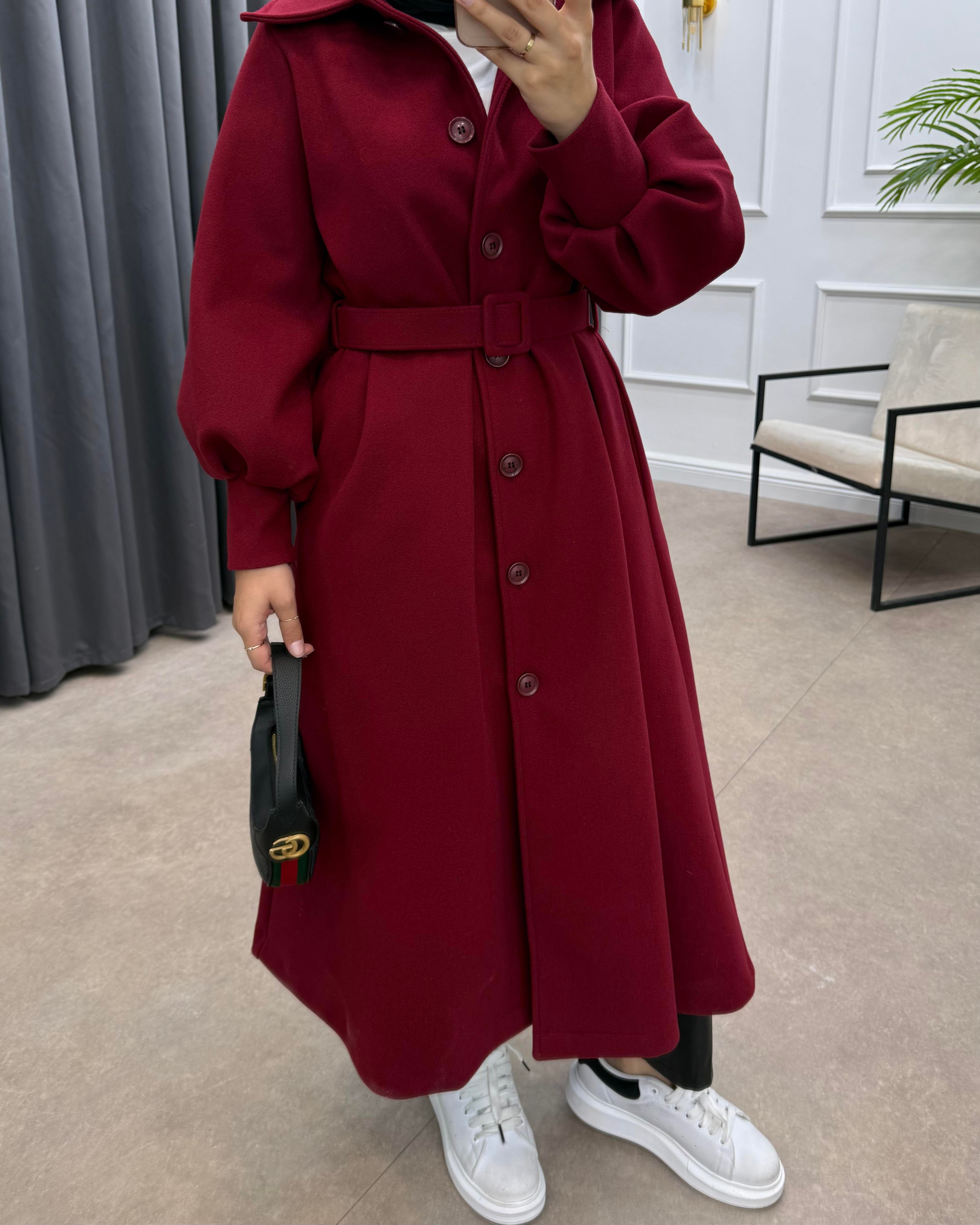 KOL MANJETLİ KAŞE KABAN BORDO